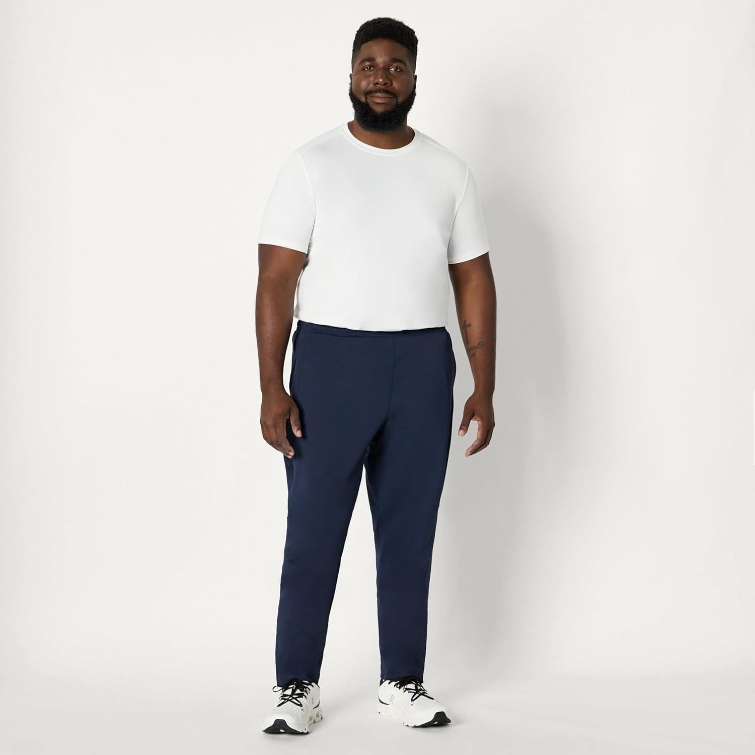 imageAmazon Essentials Mens Athletic Performance Stretch Knit Gym Ankle Length Tapered Training PantNavy