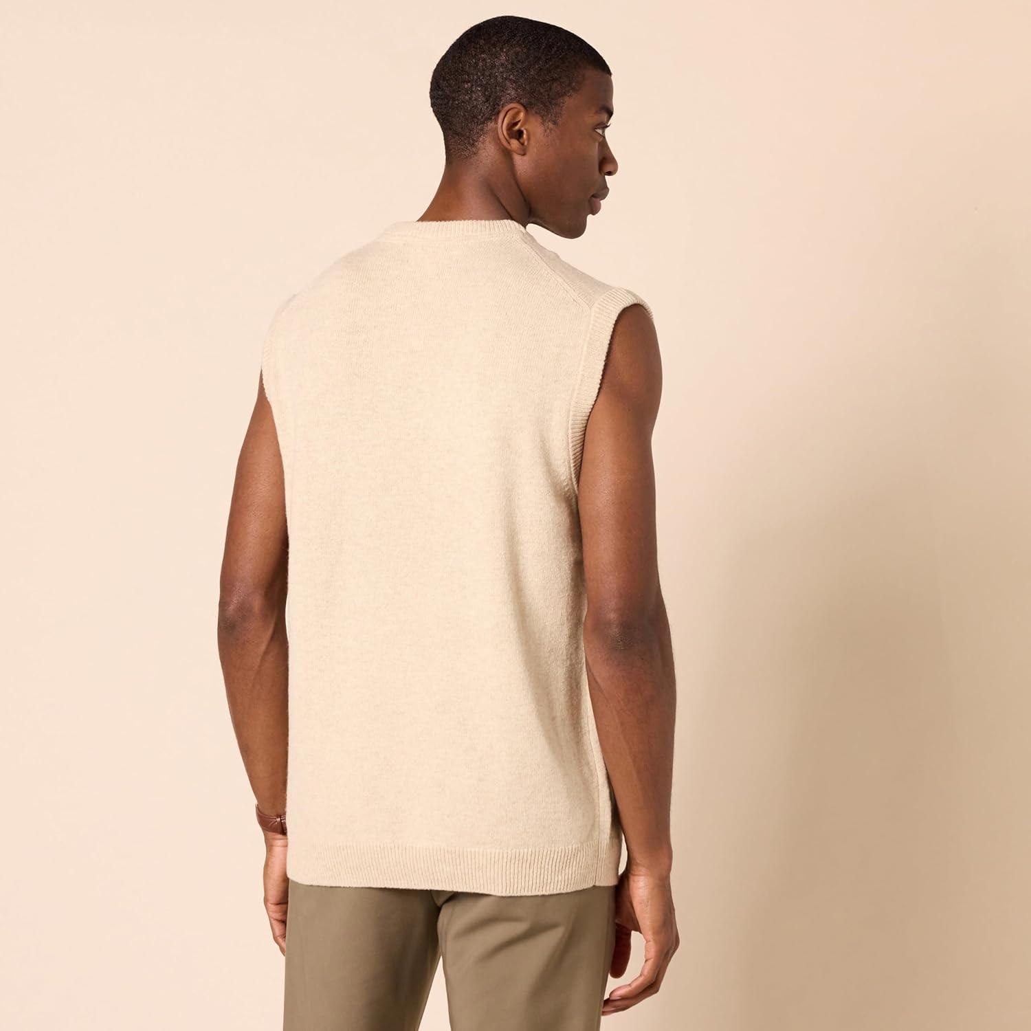 imageAmazon Essentials Mens Lambs Wool Sweater Vest Previously GoodthreadsOatmeal Heather