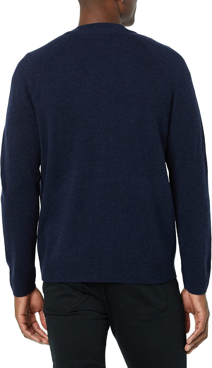 imageAmazon Essentials Mens Lambs Wool VNeck Cardigan Sweater with Pockets Previously GoodthreadsDark Navy