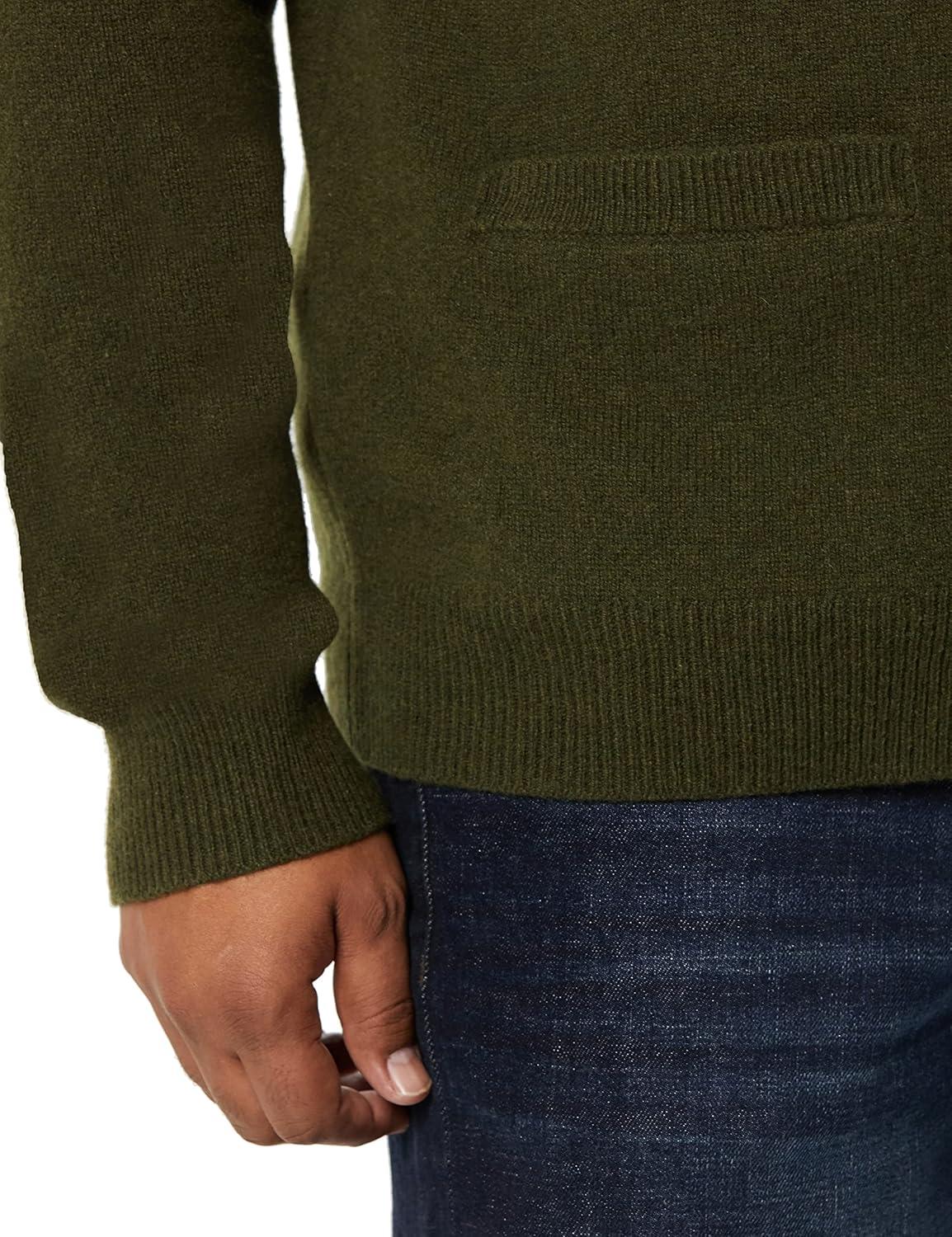 imageAmazon Essentials Mens Lambs Wool VNeck Cardigan Sweater with Pockets Previously GoodthreadsDark Olive