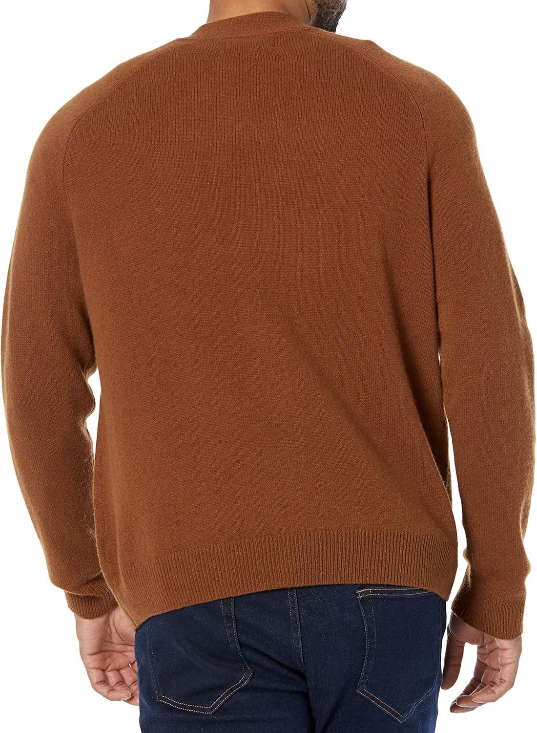 imageAmazon Essentials Mens Lambs Wool VNeck Cardigan Sweater with Pockets Previously GoodthreadsMedium Brown