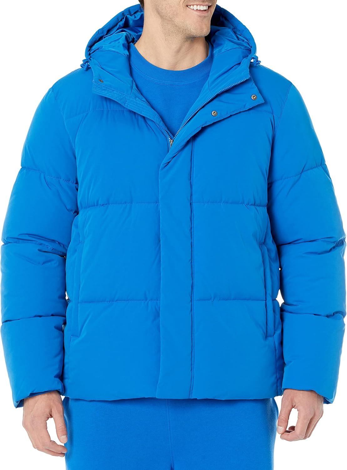 imageAmazon Essentials Mens MidLength Hooded Puffer Coat Available in Big ampamp TallBright Blue