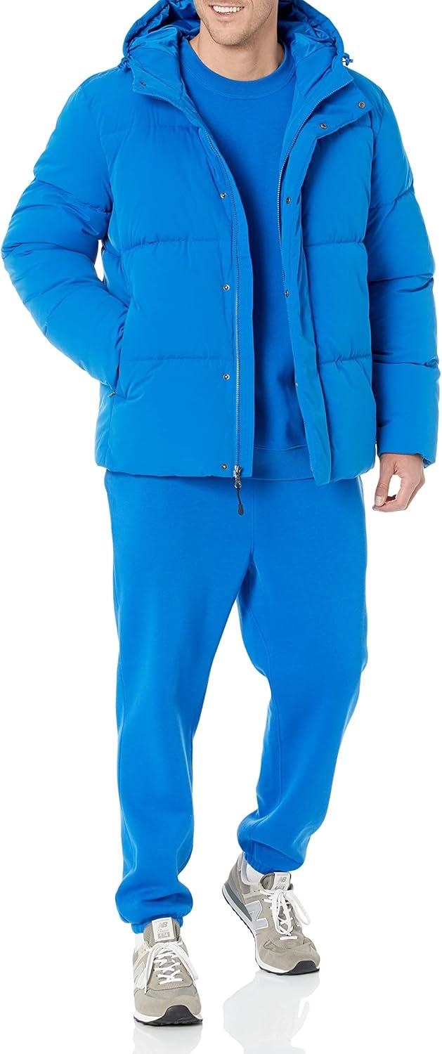 imageAmazon Essentials Mens MidLength Hooded Puffer Coat Available in Big ampamp TallBright Blue