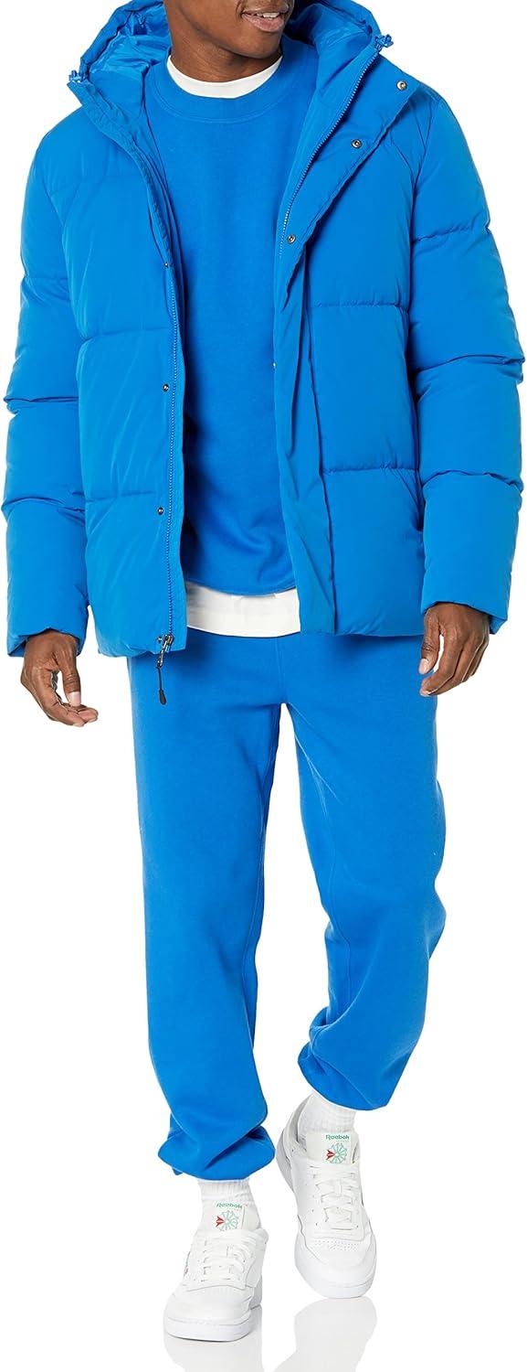 imageAmazon Essentials Mens MidLength Hooded Puffer Coat Available in Big ampamp TallBright Blue