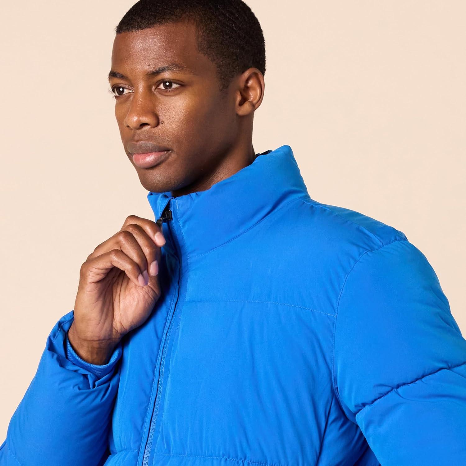 imageAmazon Essentials Mens Mock Neck Heavyweight Puffer Coat Available in Big ampamp TallBright Blue