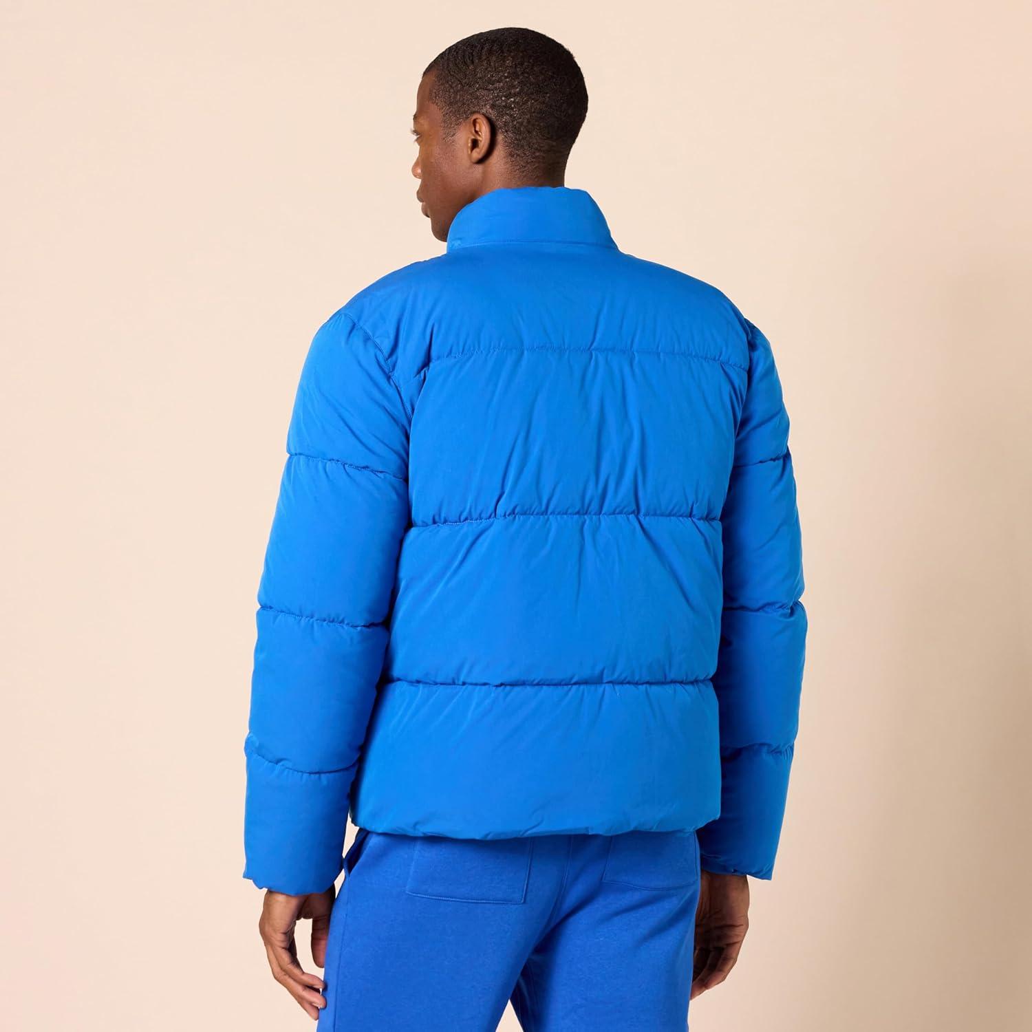 imageAmazon Essentials Mens Mock Neck Heavyweight Puffer Coat Available in Big ampamp TallBright Blue