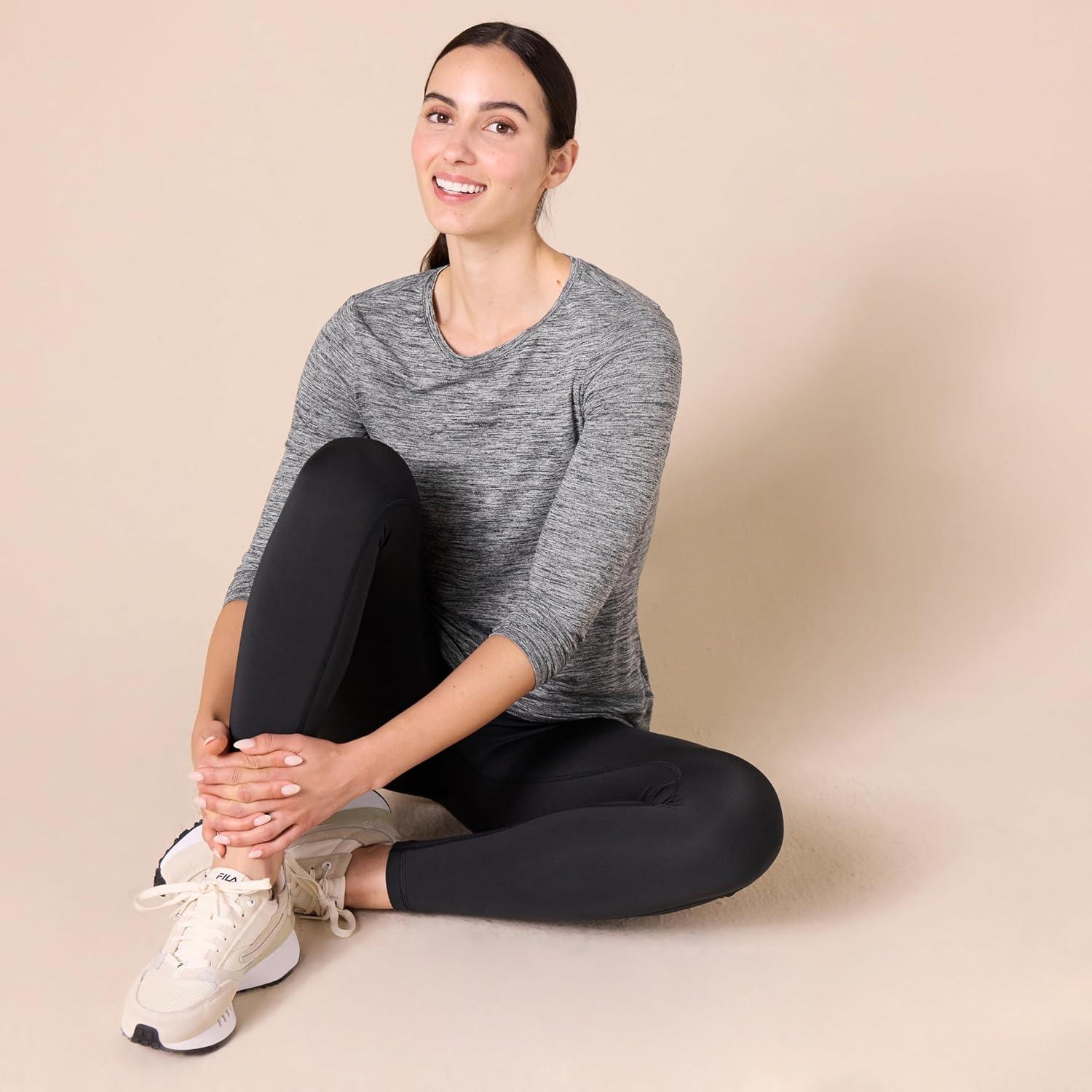 imageAmazon Essentials Womens Active Quick Dry Tech Stretch Lightweight LongSleeve TShirt Available in Plus SizeBlack Heather