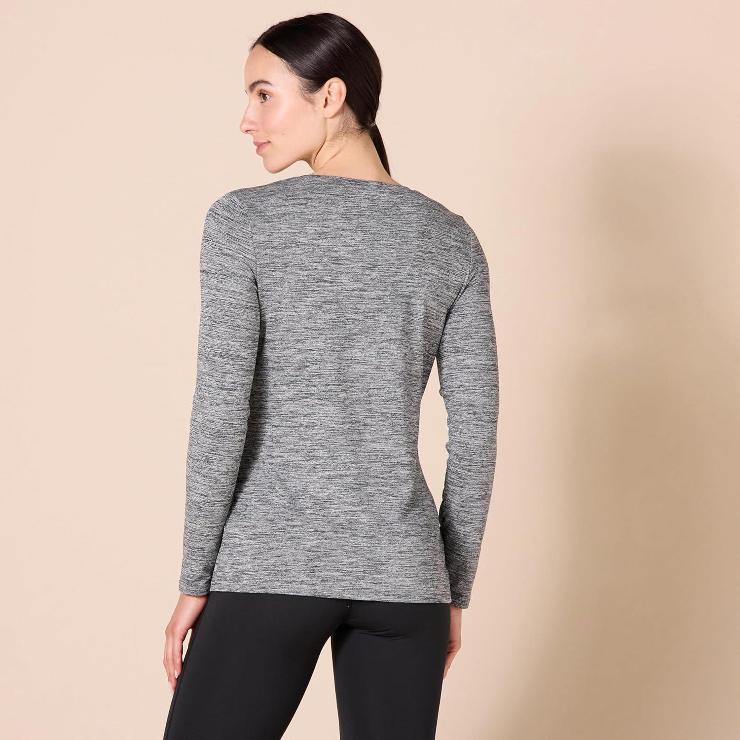 imageAmazon Essentials Womens Active Quick Dry Tech Stretch Lightweight LongSleeve TShirt Available in Plus SizeBlack Heather