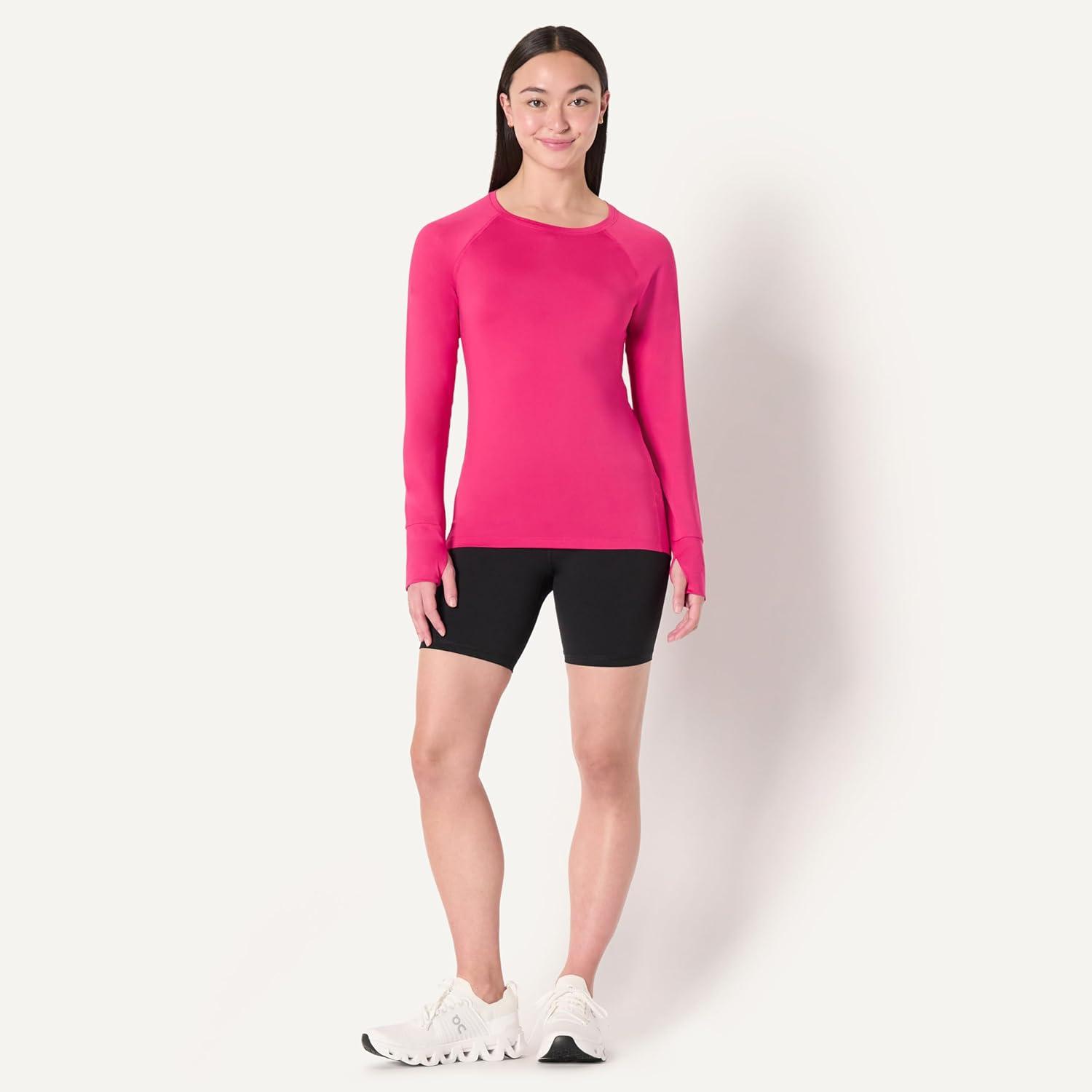 imageAmazon Essentials Womens Active Quick Dry Tech Stretch Lightweight LongSleeve TShirt Available in Plus SizeHot Pink