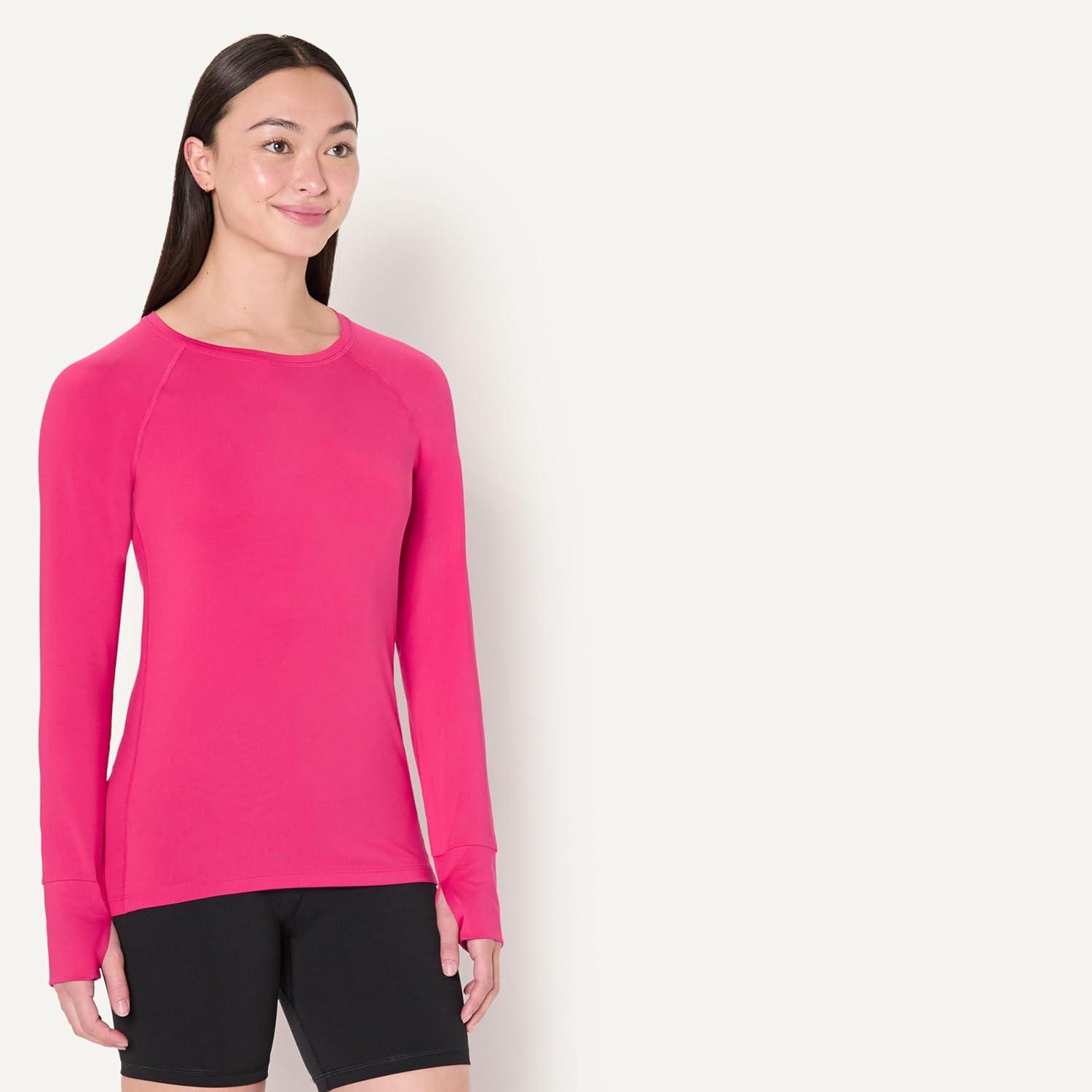 imageAmazon Essentials Womens Active Quick Dry Tech Stretch Lightweight LongSleeve TShirt Available in Plus SizeHot Pink
