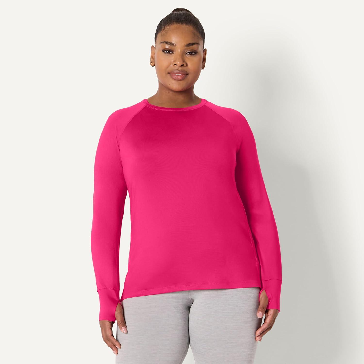 imageAmazon Essentials Womens Active Quick Dry Tech Stretch Lightweight LongSleeve TShirt Available in Plus SizeHot Pink