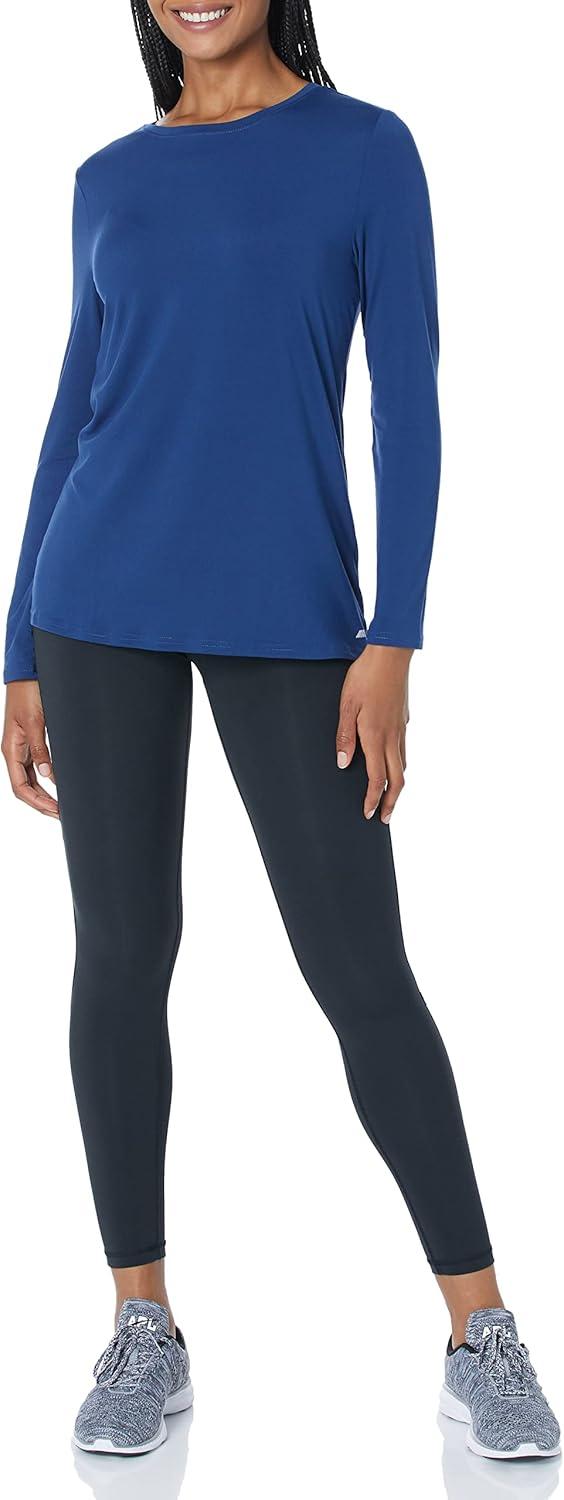 imageAmazon Essentials Womens Active Quick Dry Tech Stretch Lightweight LongSleeve TShirt Available in Plus SizeNavy