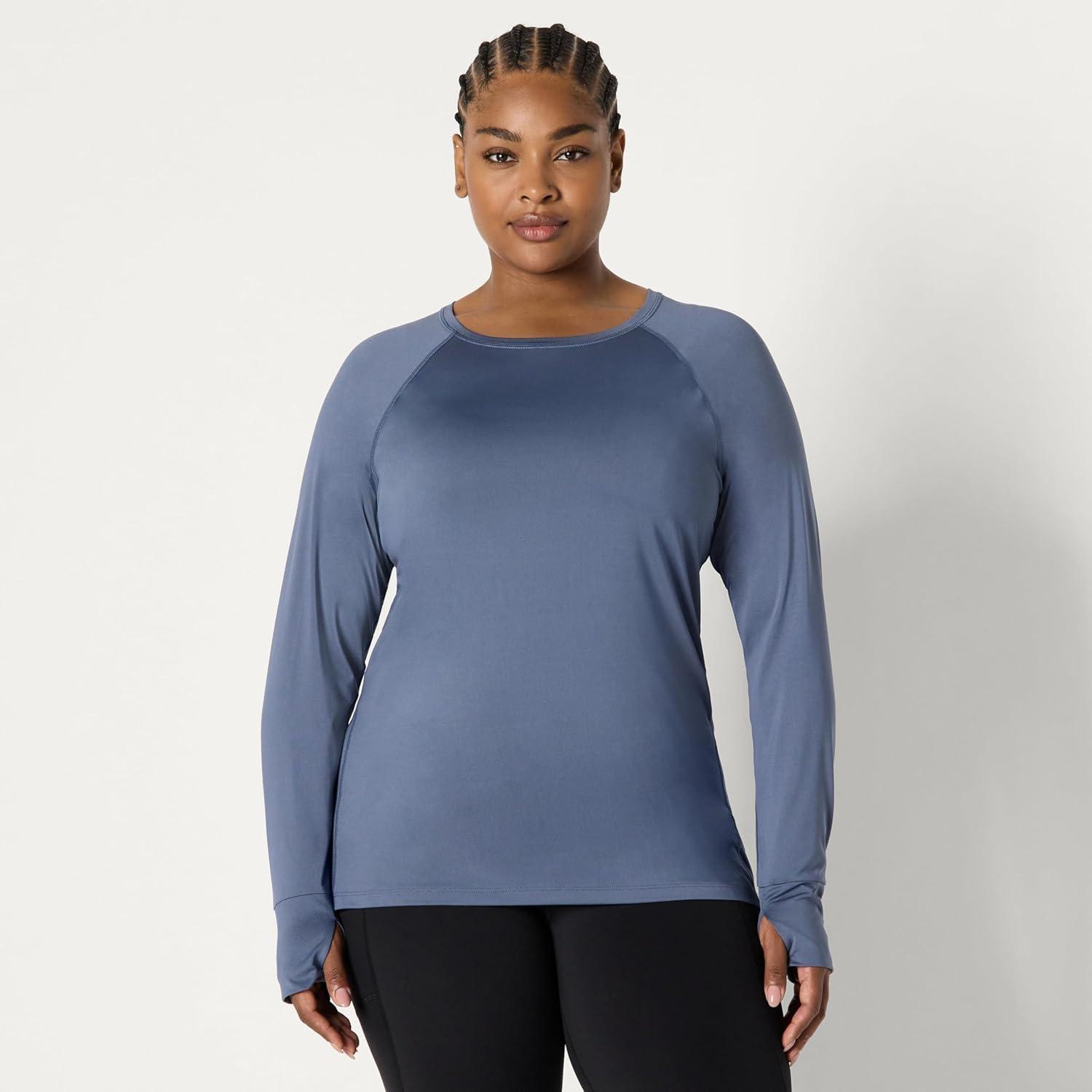 imageAmazon Essentials Womens Active Quick Dry Tech Stretch Lightweight LongSleeve TShirt Available in Plus SizeSlate Grey