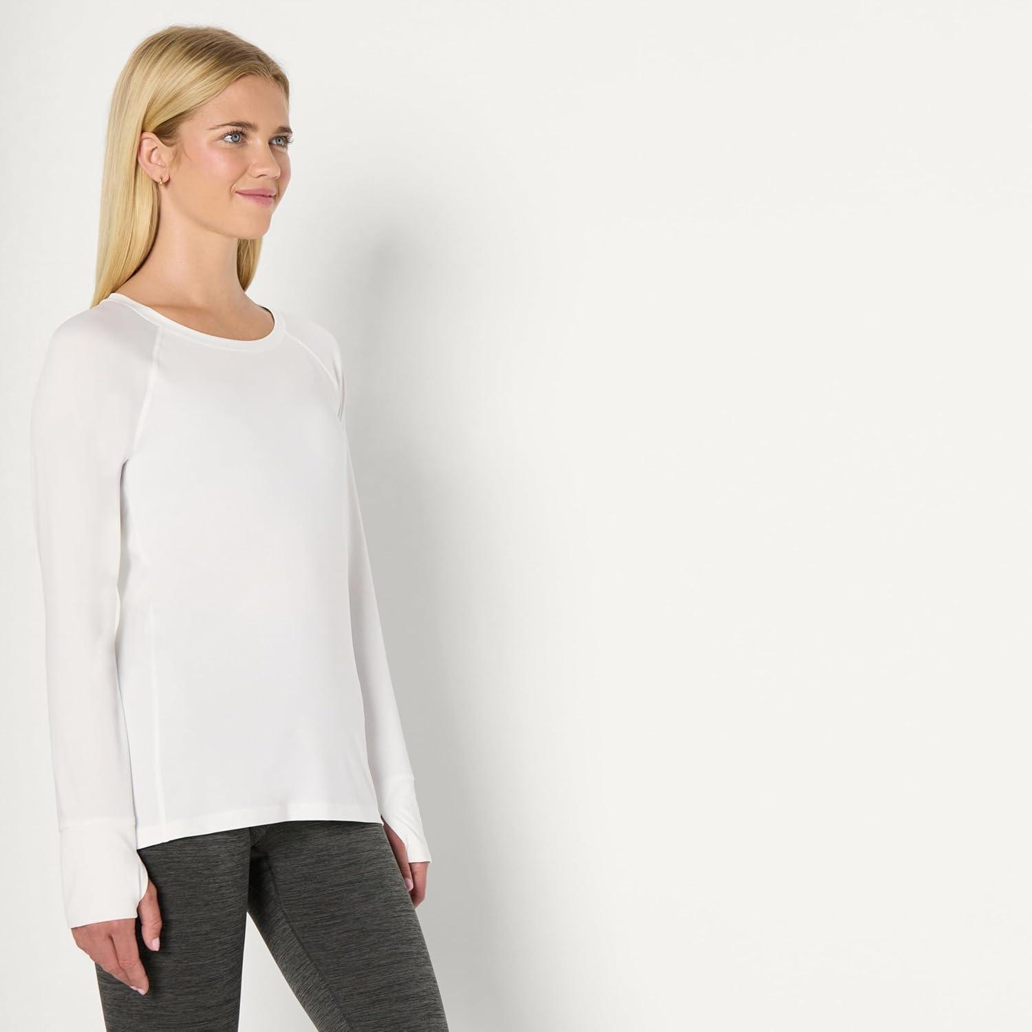 imageAmazon Essentials Womens Active Quick Dry Tech Stretch Lightweight LongSleeve TShirt Available in Plus SizeWhite