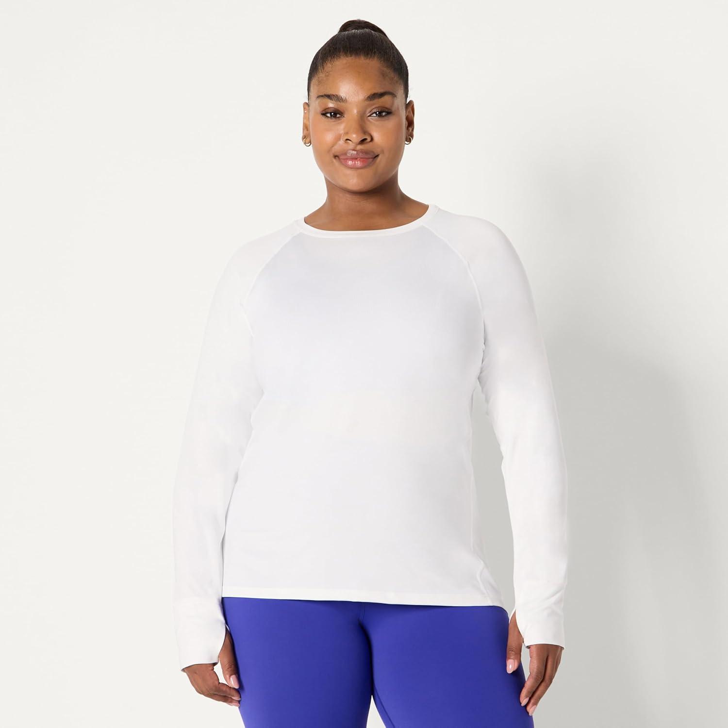 imageAmazon Essentials Womens Active Quick Dry Tech Stretch Lightweight LongSleeve TShirt Available in Plus SizeWhite