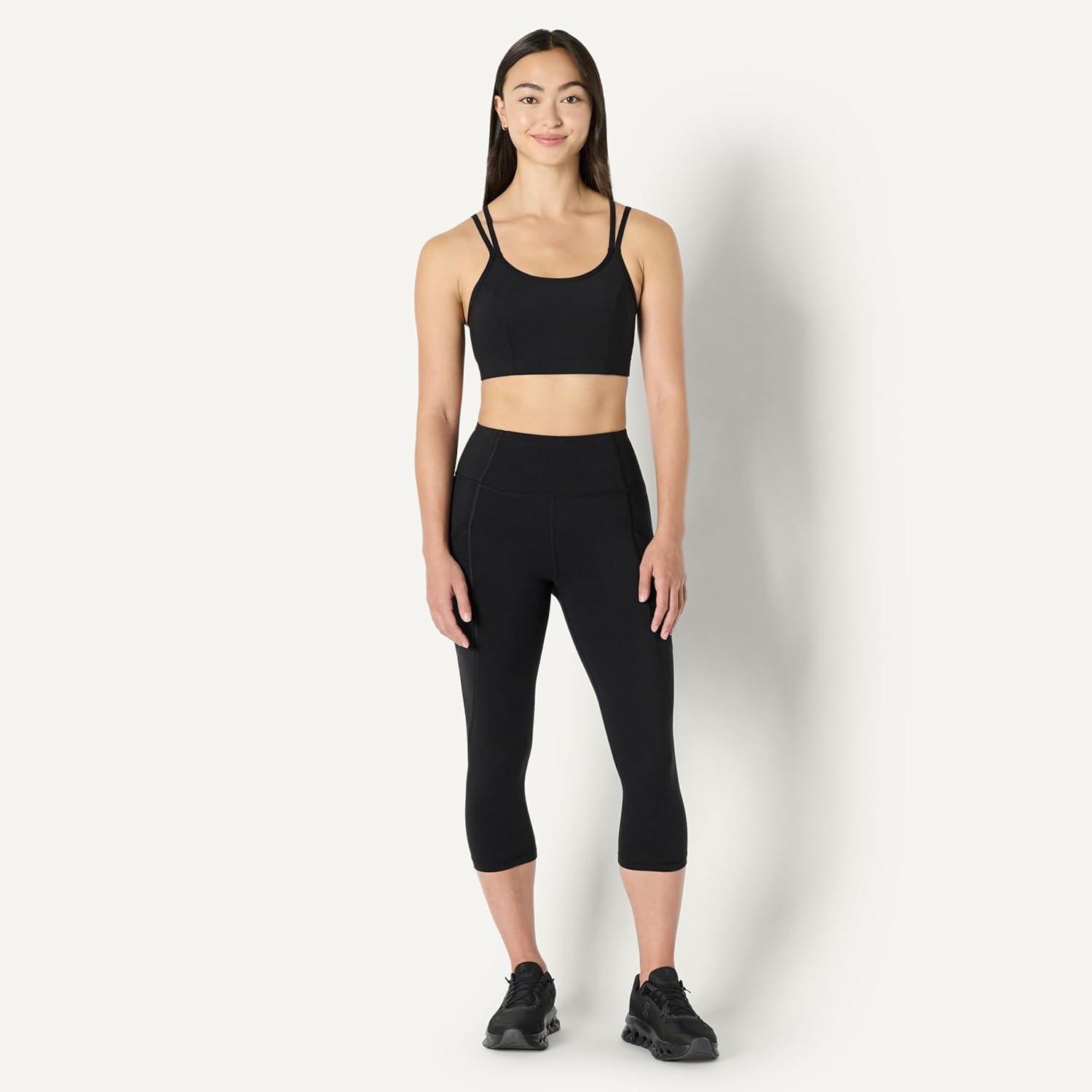 imageAmazon Essentials Womens Active Total Train Light Support Strappy Back Gym Workout Sports BraBlack