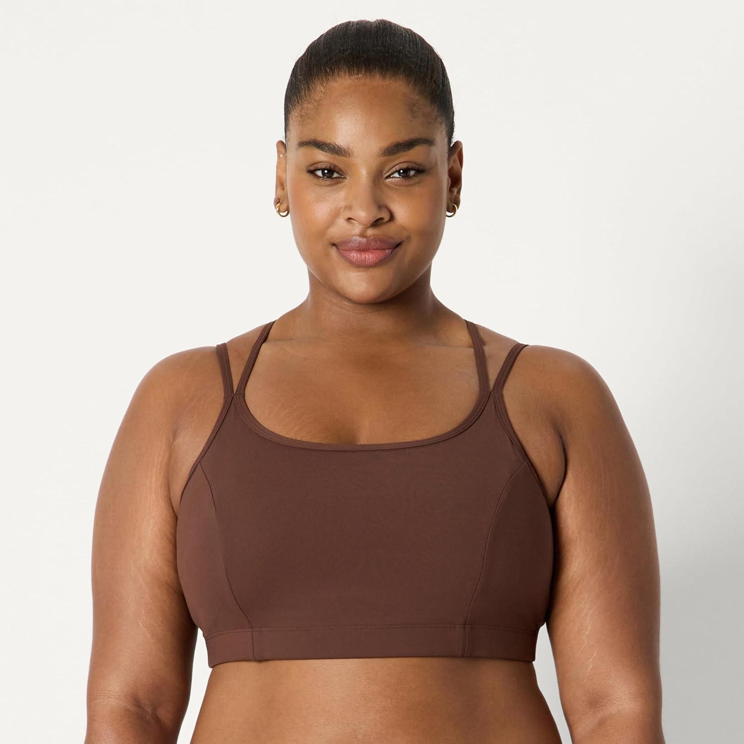 imageAmazon Essentials Womens Active Total Train Light Support Strappy Back Gym Workout Sports BraRich Hazel