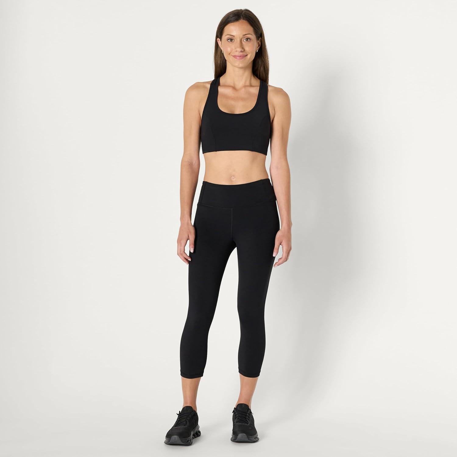 imageAmazon Essentials Womens Active Total Train Medium Support Racerback Gym Workout Sports BraBlack