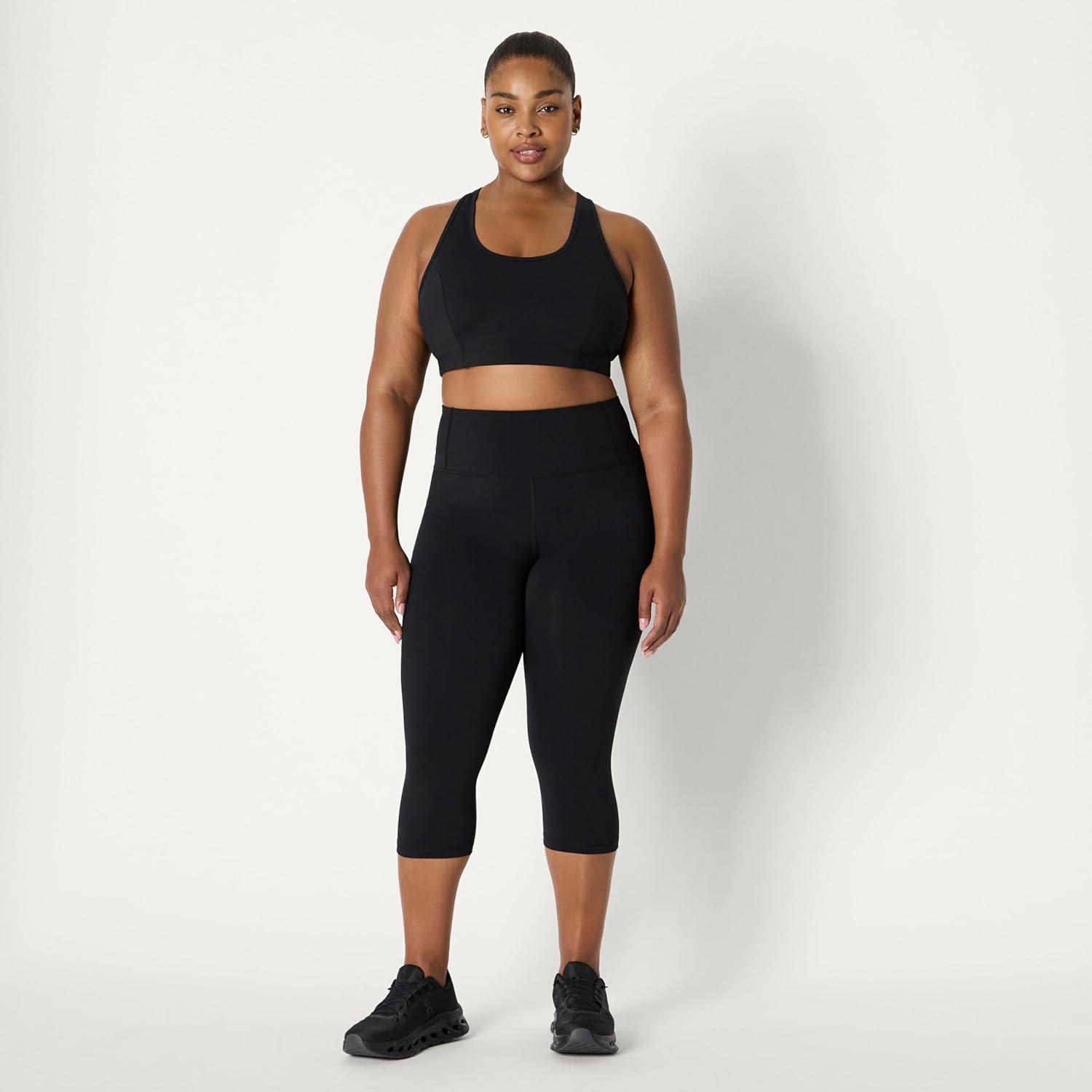 imageAmazon Essentials Womens Active Total Train Medium Support Racerback Gym Workout Sports BraBlack