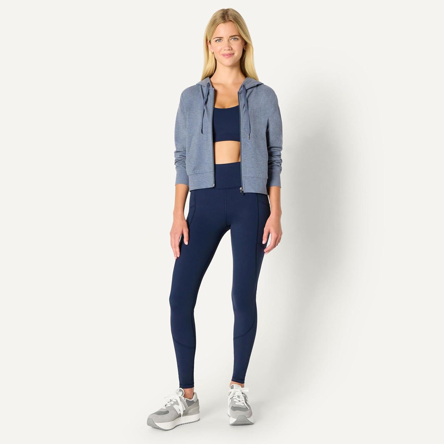 imageAmazon Essentials Womens Soft Performance Knit Cropped Jacket with HoodSpace Dye Slate