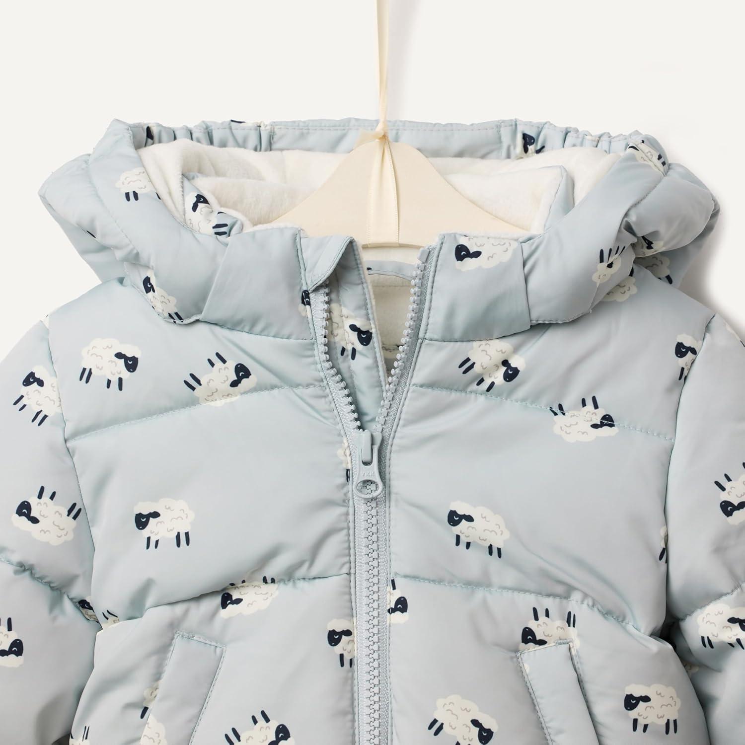 imageAmazon Essentials x Sofia Grainge Babies Toddlers and Boys WaterResistant Hooded Puffer JacketDove Grey Sheep