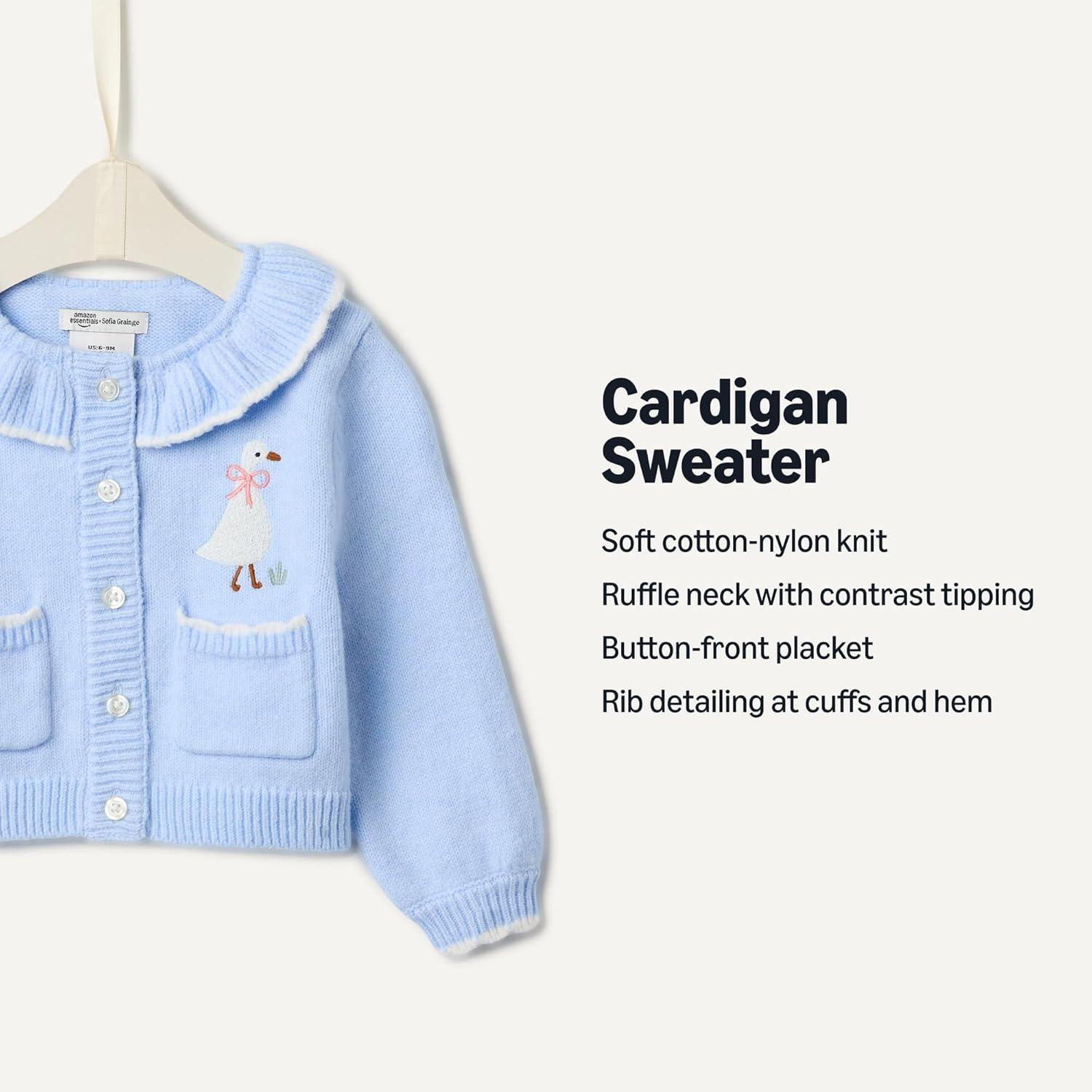 imageAmazon Essentials x Sofia Grainge Babies Toddlers and Girls Cardigan SweaterLight Blue Goose