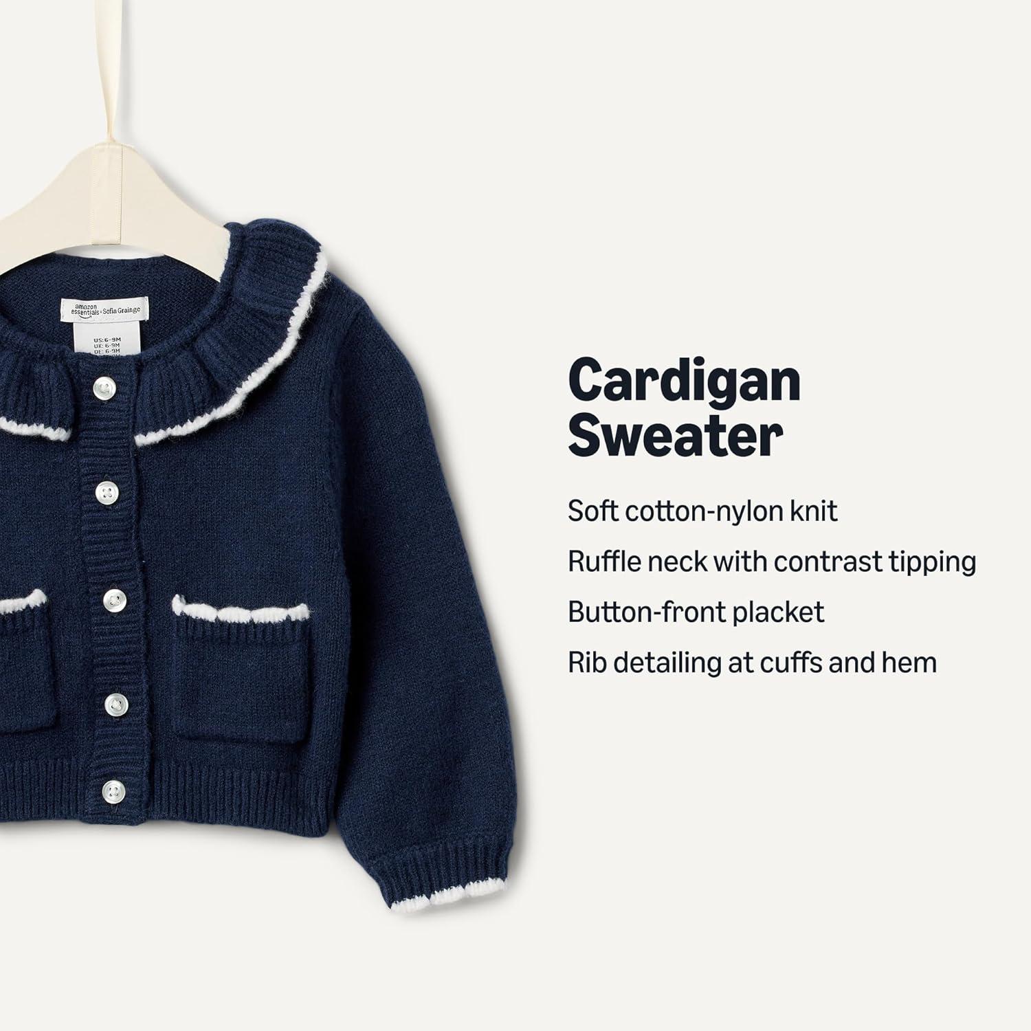 imageAmazon Essentials x Sofia Grainge Babies Toddlers and Girls Cardigan SweaterNavy