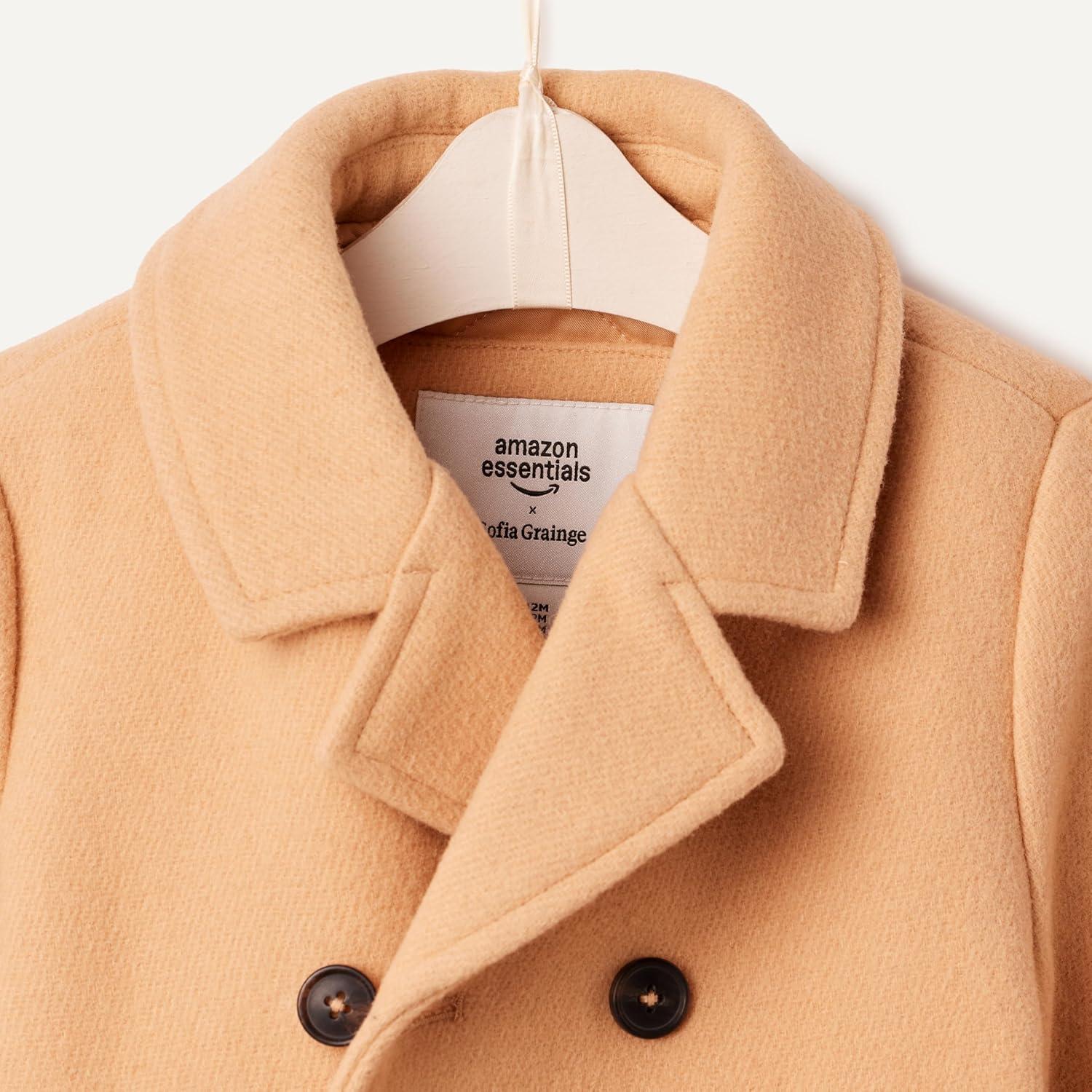 imageAmazon Essentials x Sofia Grainge Toddlers and Baby Boys Wool Blend Double Breasted CoatLight Camel