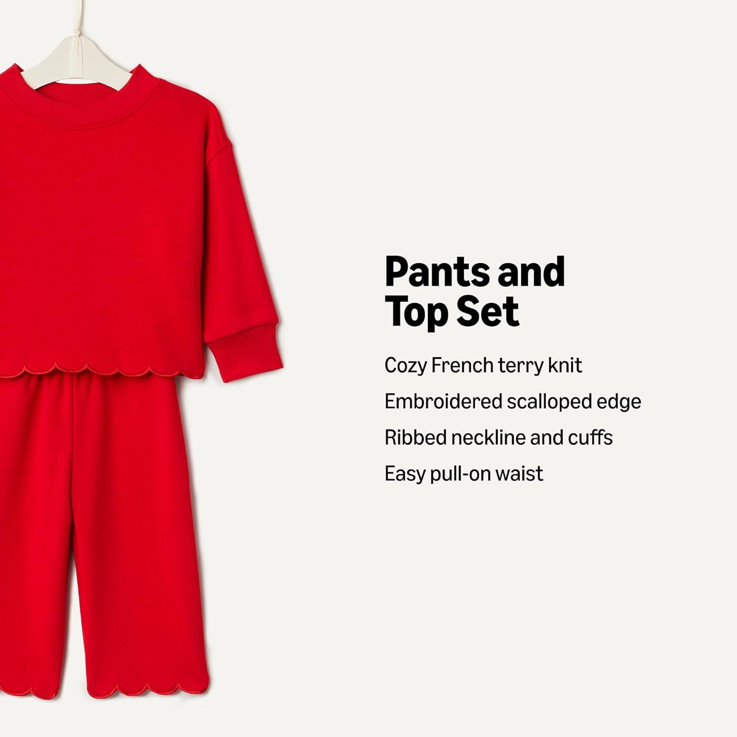 imageAmazon Essentials x Sofia Grainge Toddlers and Baby Girls French Terry Pant and Top SetRed