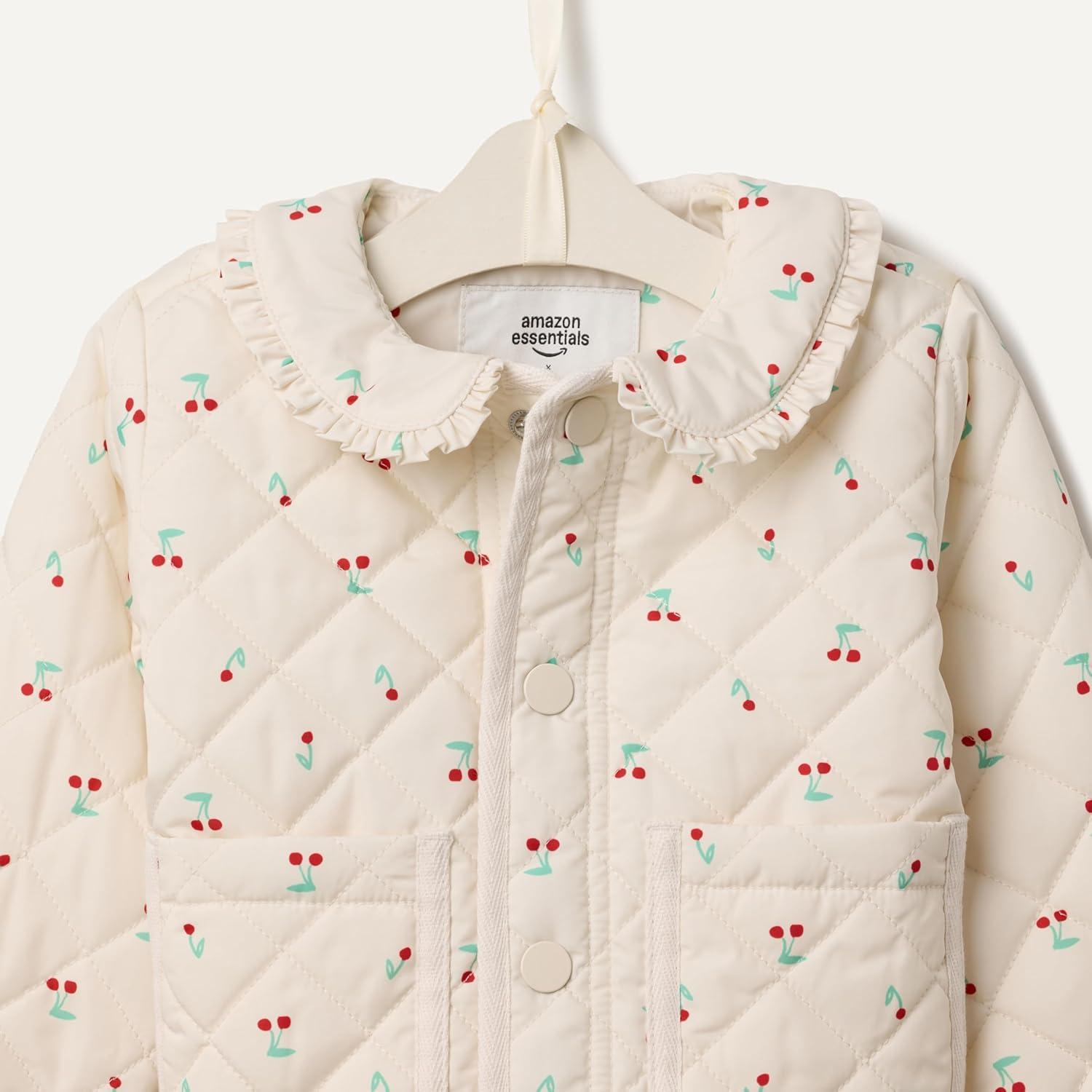 imageAmazon Essentials x Sofia Grainge Toddlers and Baby Girls Midweight Field Jacket with RuffleIvory Cherries