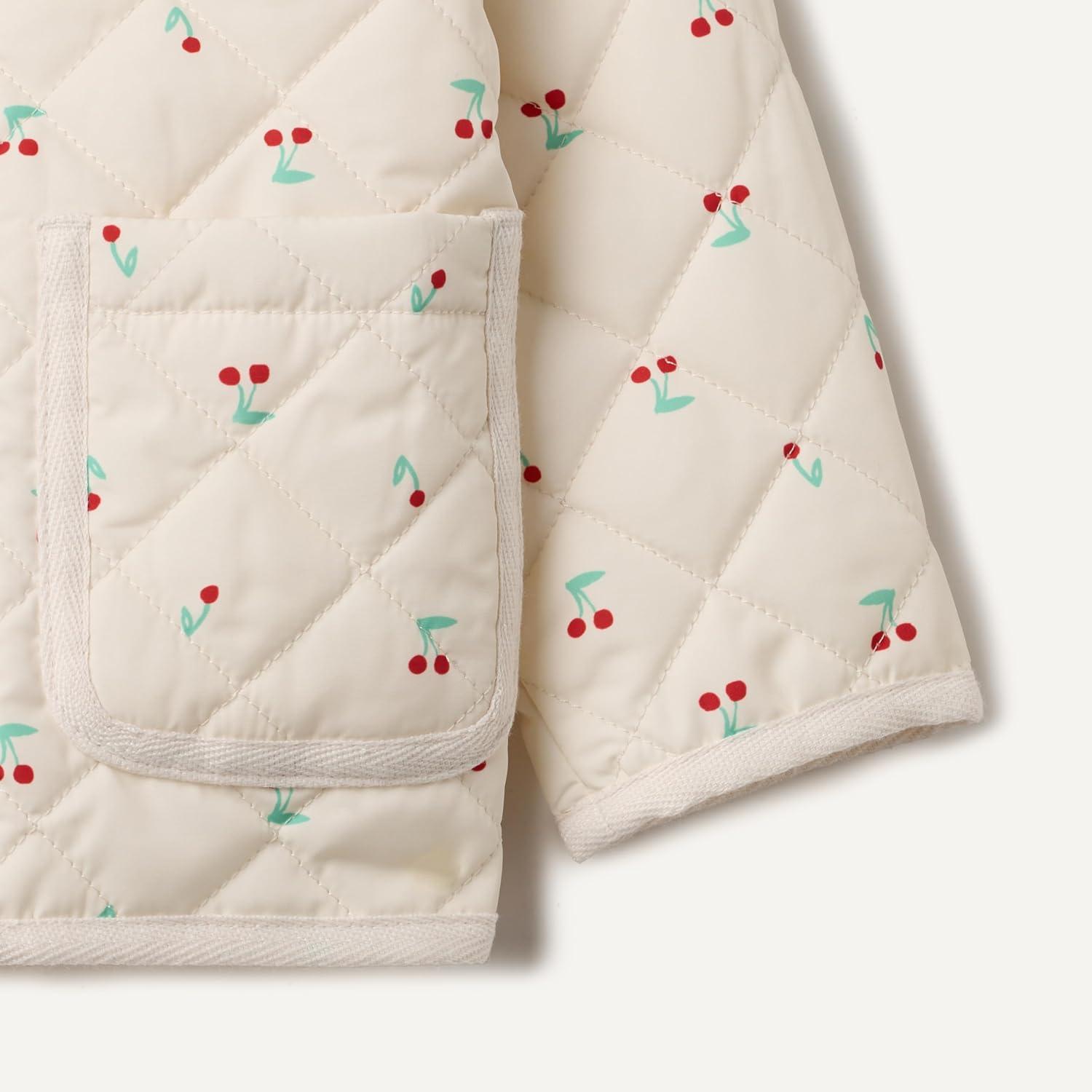 imageAmazon Essentials x Sofia Grainge Toddlers and Baby Girls Midweight Field Jacket with RuffleIvory Cherries