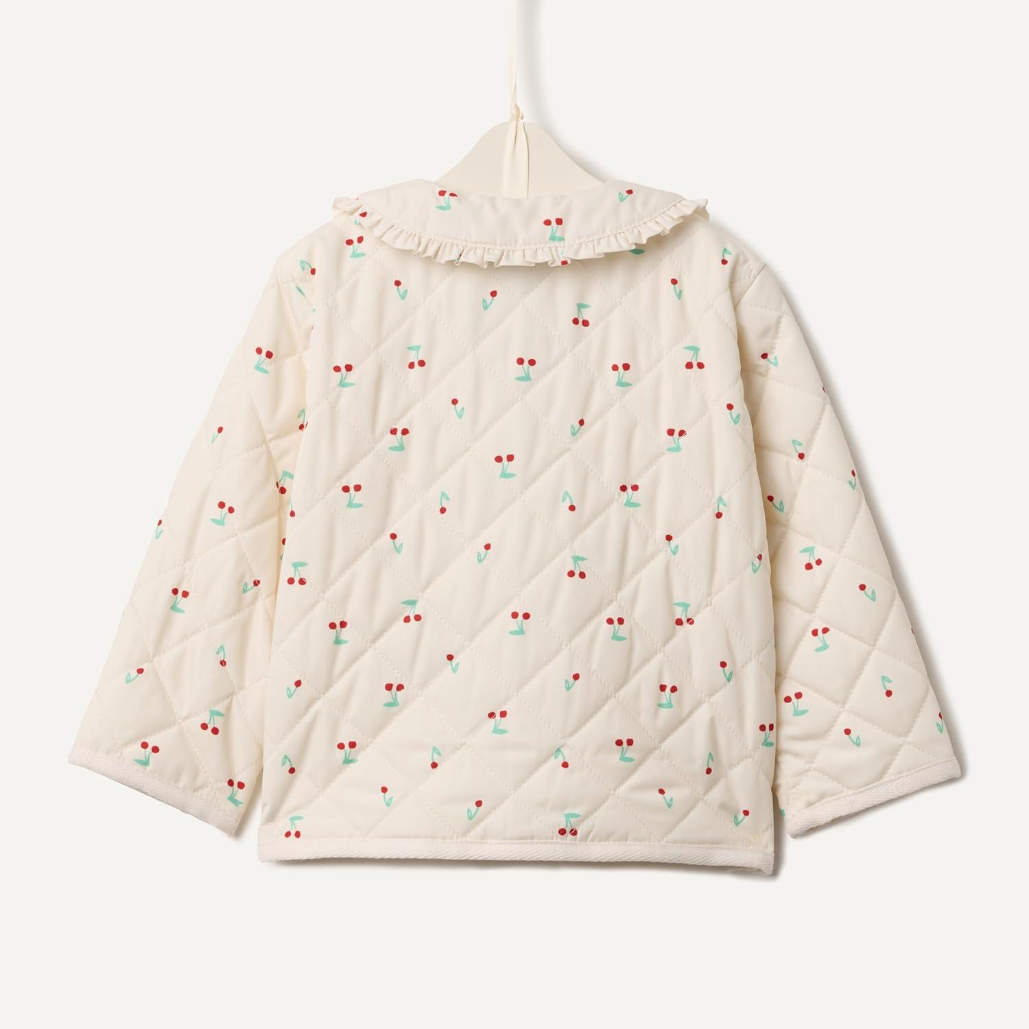 imageAmazon Essentials x Sofia Grainge Toddlers and Baby Girls Midweight Field Jacket with RuffleIvory Cherries