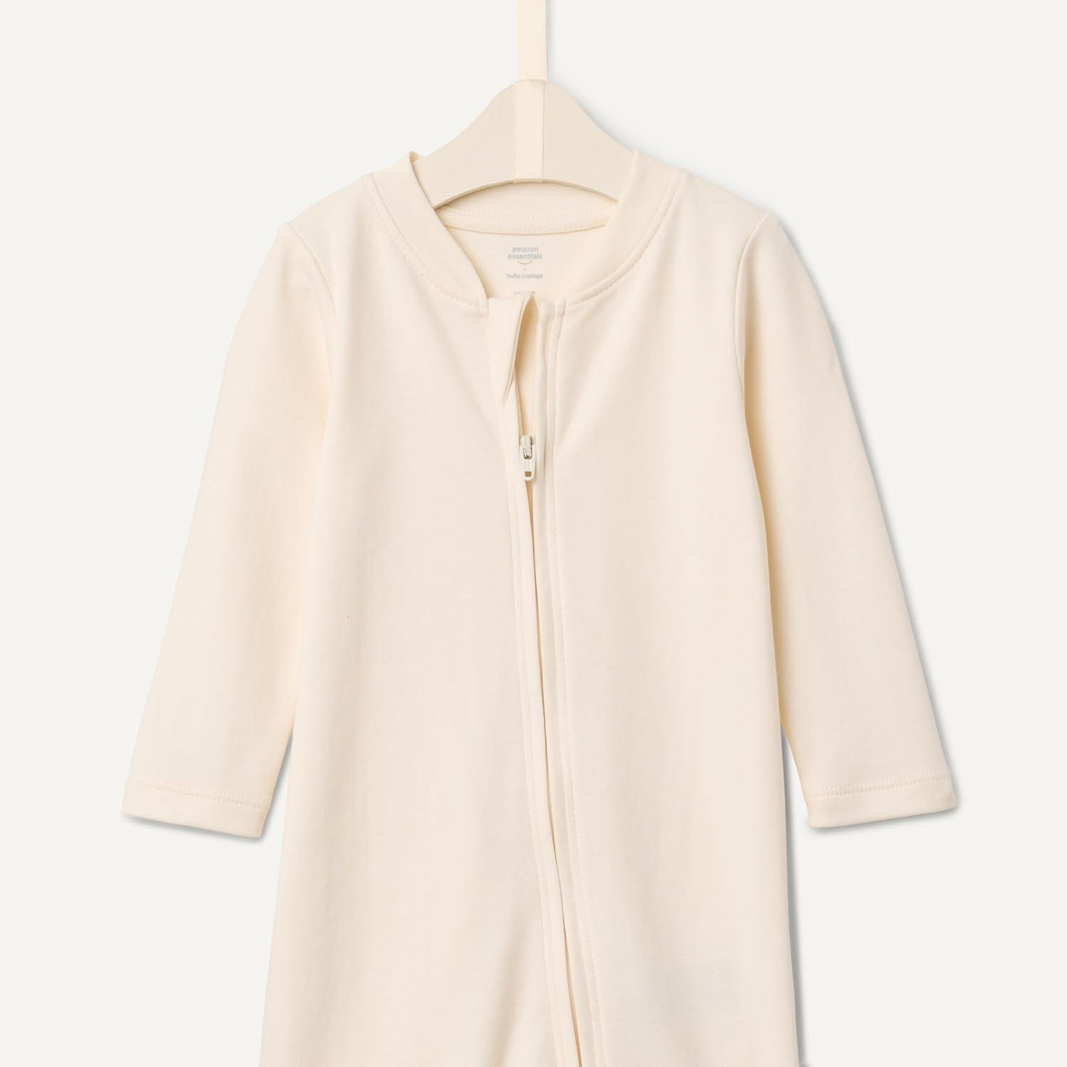 imageAmazon Essentials x Sofia Grainge Unisex Babies Cotton Footed Sleep and Play Bodysuit Pack of 2IvoryGeese