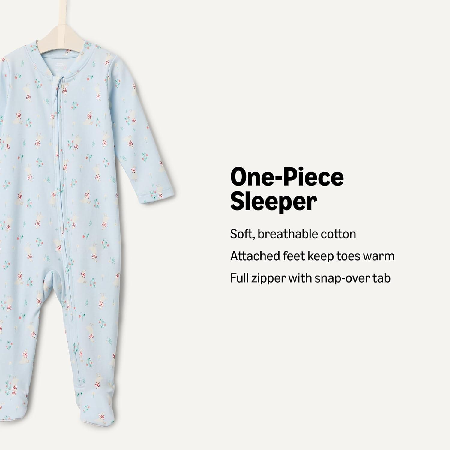 imageAmazon Essentials x Sofia Grainge Unisex Babies Cotton Footed Sleep and Play Bodysuit Pack of 2IvoryGeese