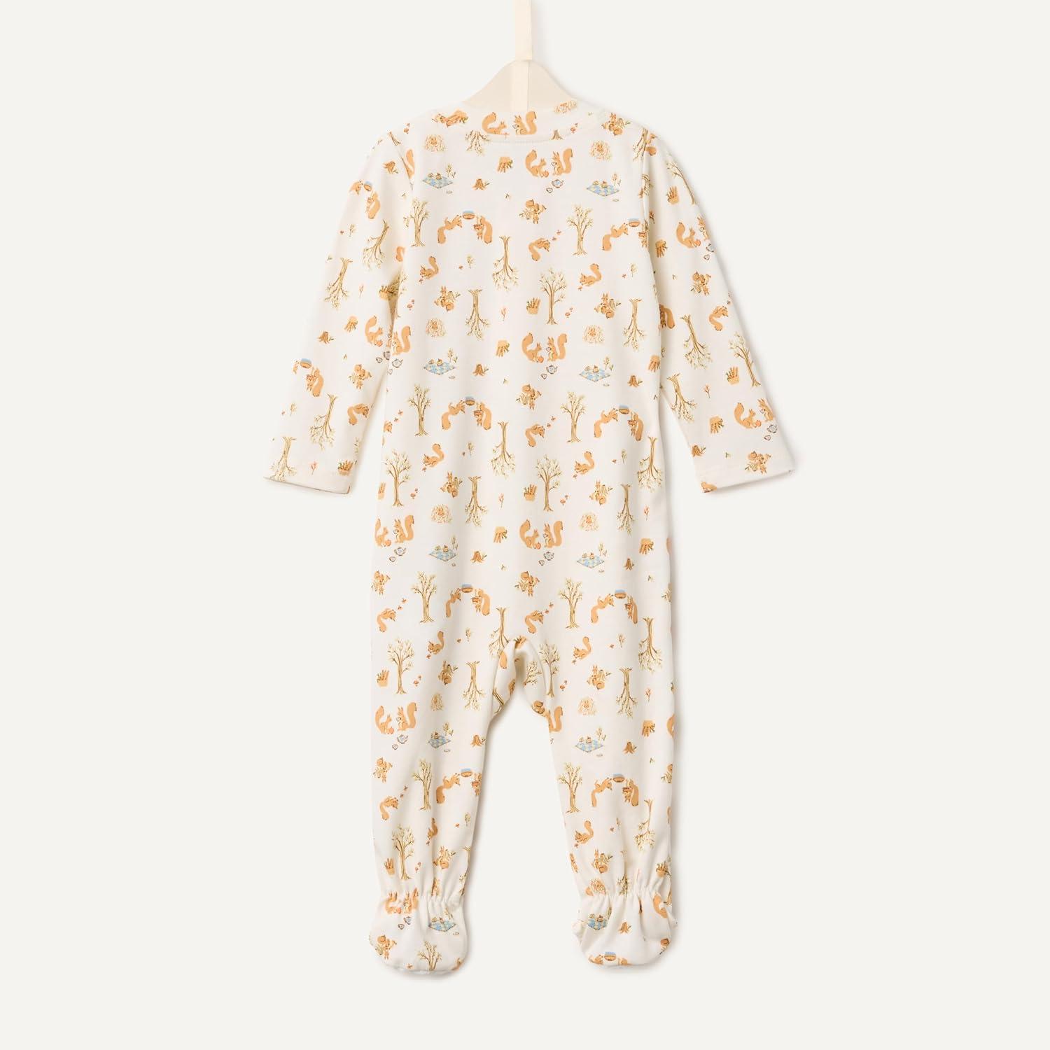 imageAmazon Essentials x Sofia Grainge Unisex Babies Cotton Footed Sleep and Play Bodysuit Pack of 2Pale YellowSquirrel Picnic