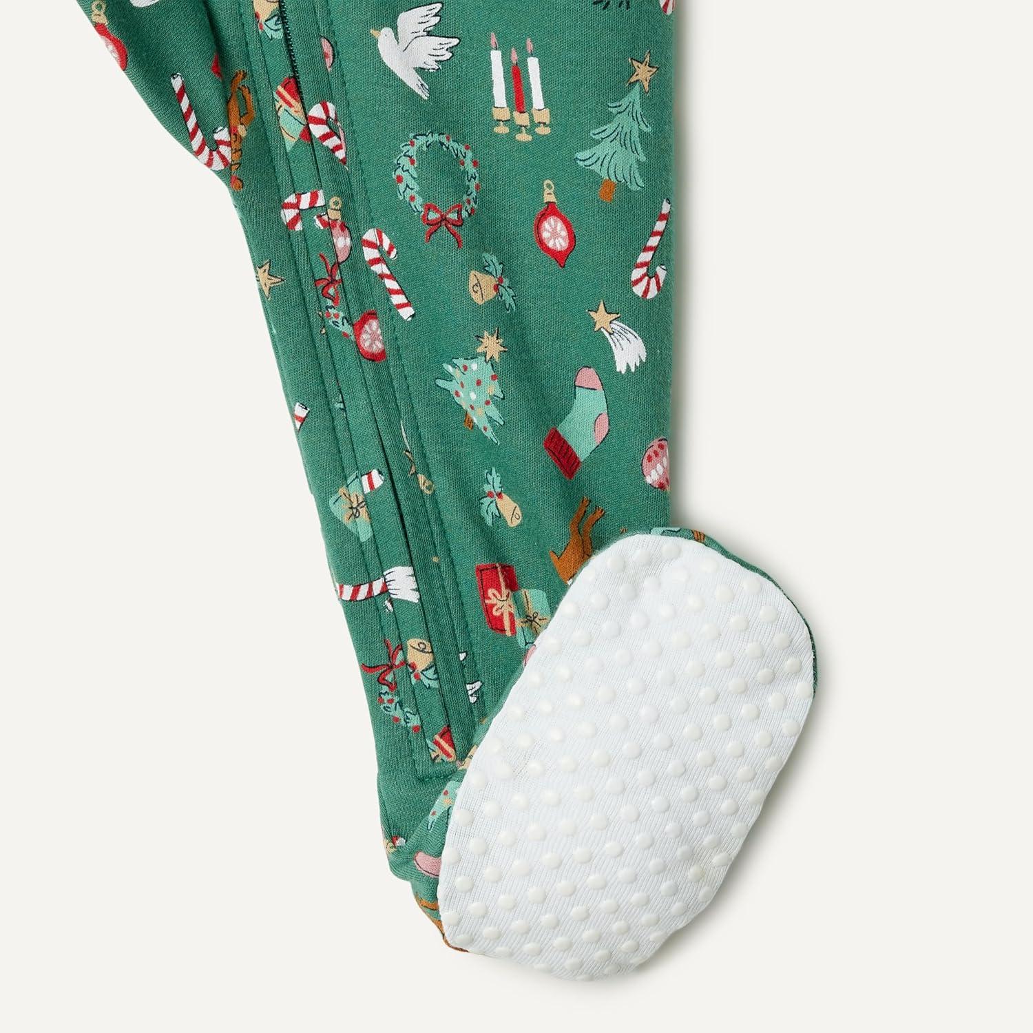 imageAmazon Essentials x Sofia Grainge Unisex Babies Cotton Footed Sleep and Play Bodysuit Pack of 2RedHoliday