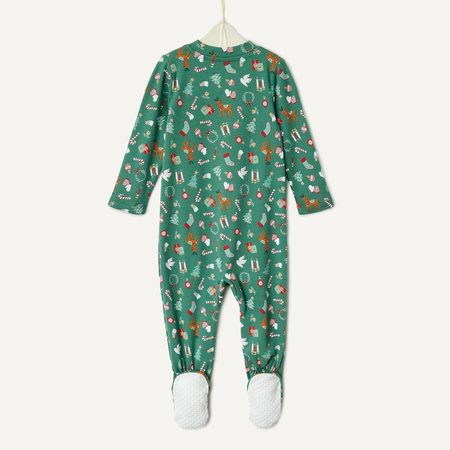 imageAmazon Essentials x Sofia Grainge Unisex Babies Cotton Footed Sleep and Play Bodysuit Pack of 2RedHoliday