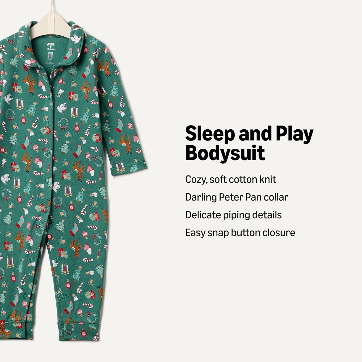 imageAmazon Essentials x Sofia Grainge Unisex Babies Footless Sleepsuit Pack of 2RedHoliday