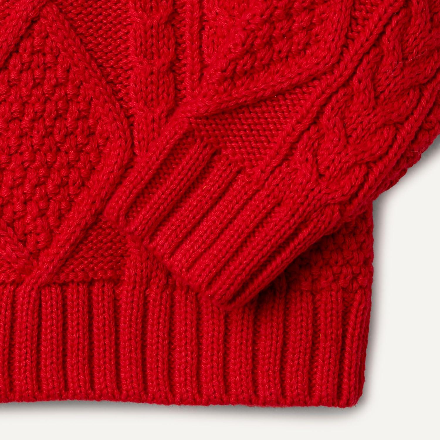 imageAmazon Essentials x Sofia Grainge Unisex Babies Toddlers and Kids Cable Crewneck SweaterRed