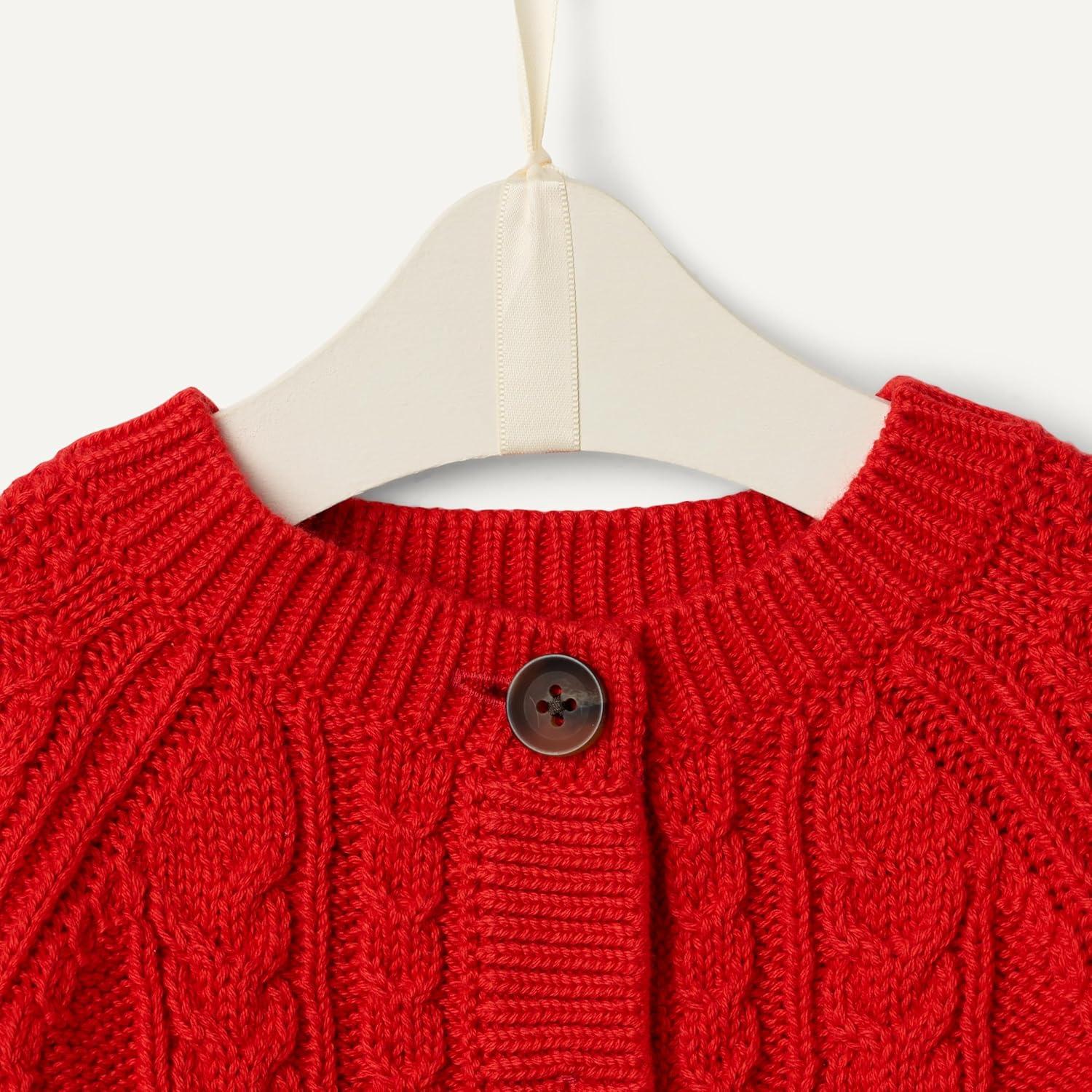 imageAmazon Essentials x Sofia Grainge Unisex Toddlers and Babies Fisherman Cardigan SweaterRed