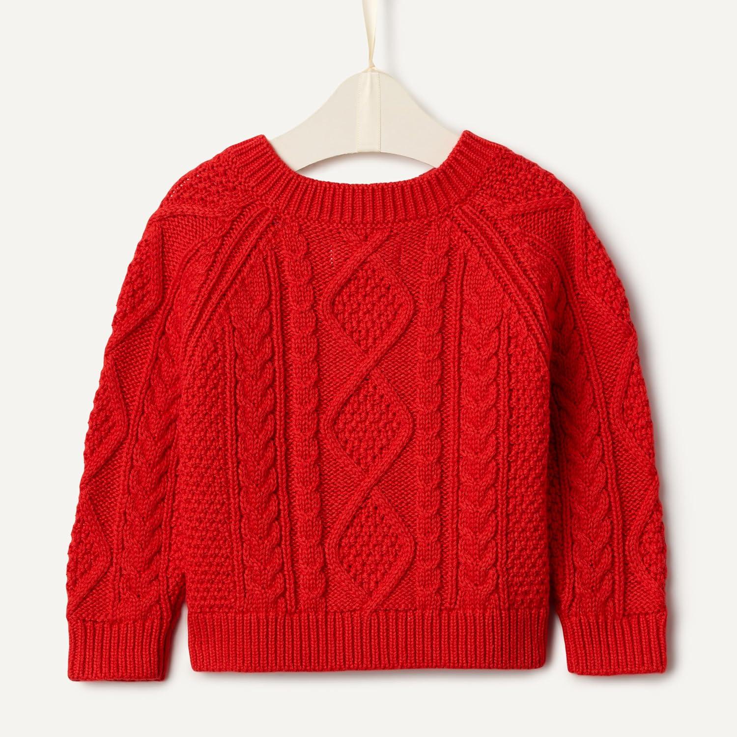 imageAmazon Essentials x Sofia Grainge Unisex Toddlers and Babies Fisherman Cardigan SweaterRed