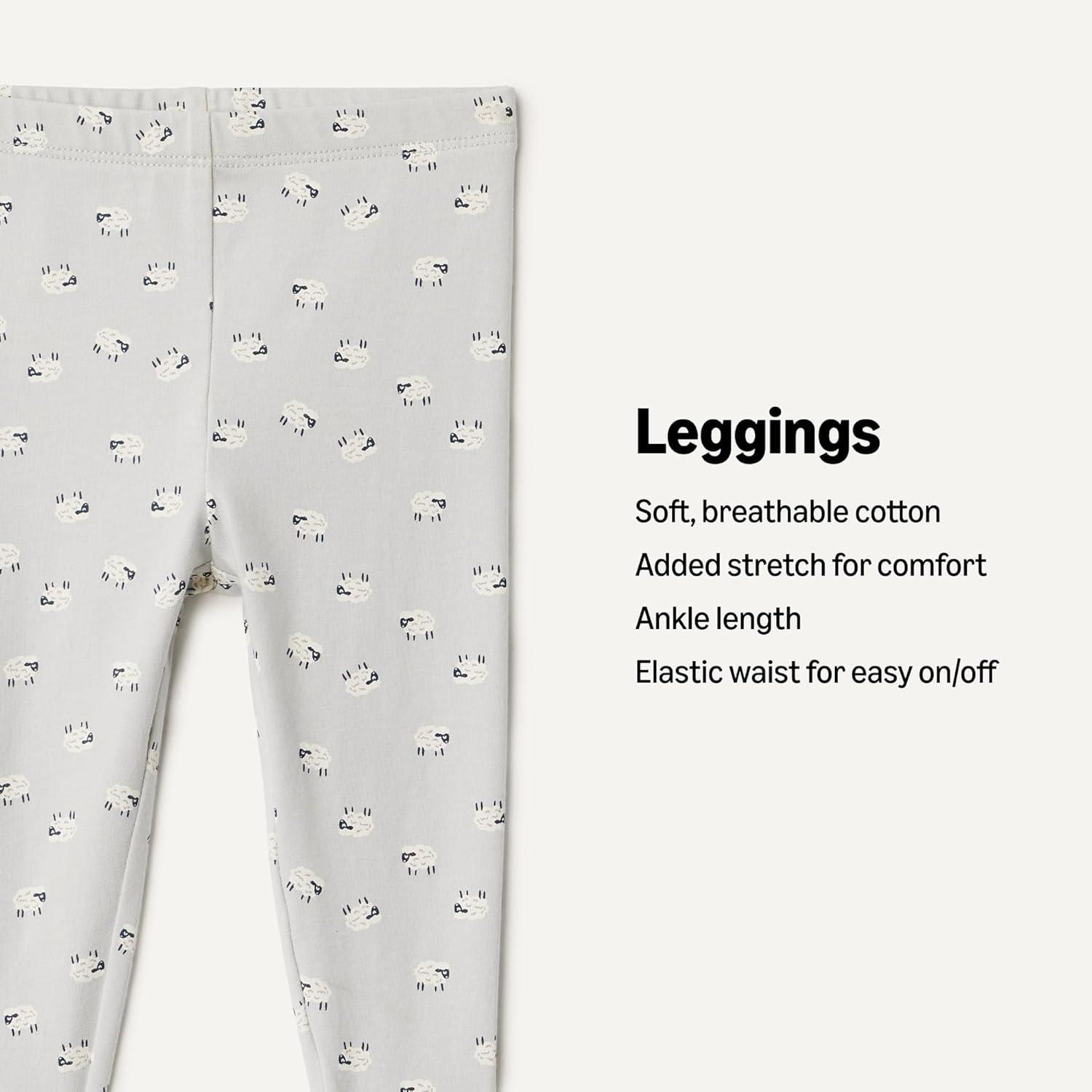 imageAmazon Essentials x Sofia Grainge Unisex Toddlers and Babies Legging Pack of 3Dark GreenSheepStripe