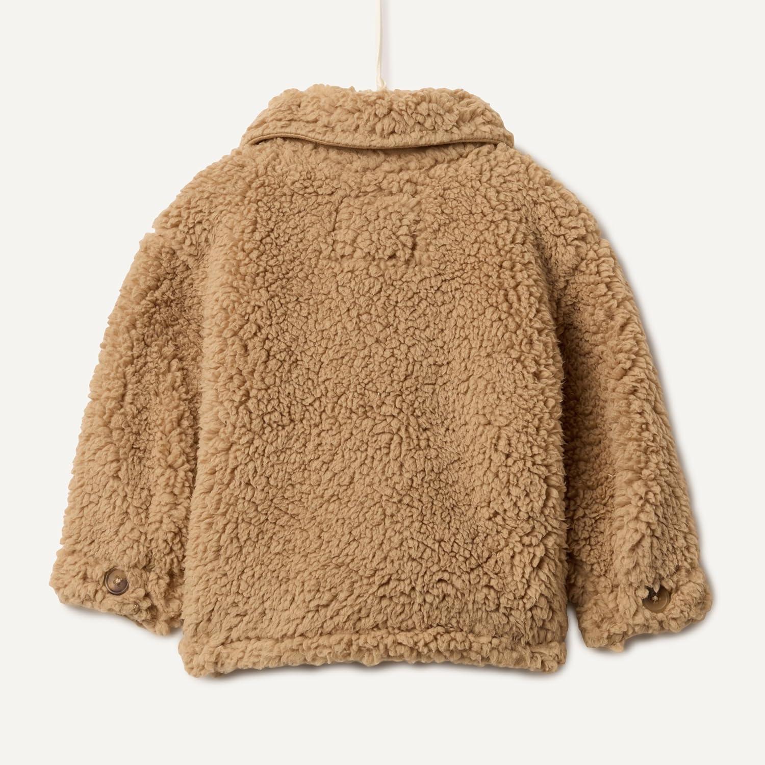 imageAmazon Essentials x Sofia Grainge Unisex Toddlers and Babies Sherpa Overshirt JacketCamel