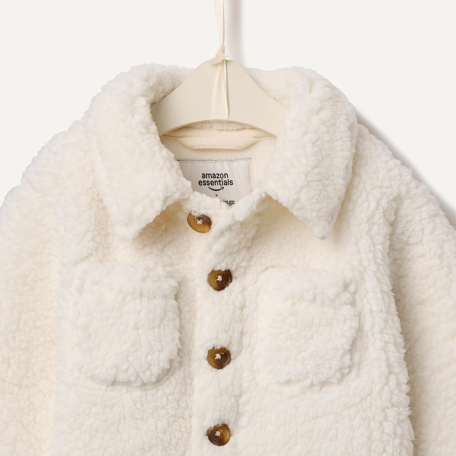 imageAmazon Essentials x Sofia Grainge Unisex Toddlers and Babies Sherpa Overshirt JacketIvory