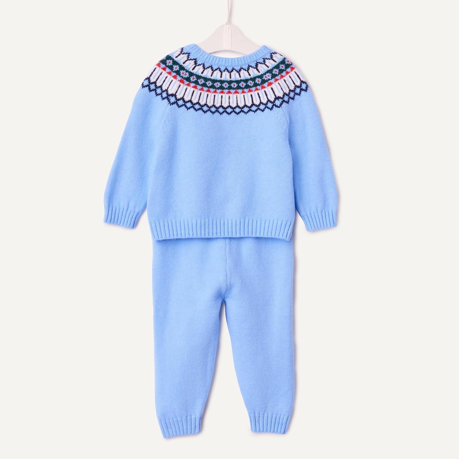 imageAmazon Essentials x Sofia Grainge Unisex Toddlers and Babies Sweater SetCornflower Blue Fair Isle Geo
