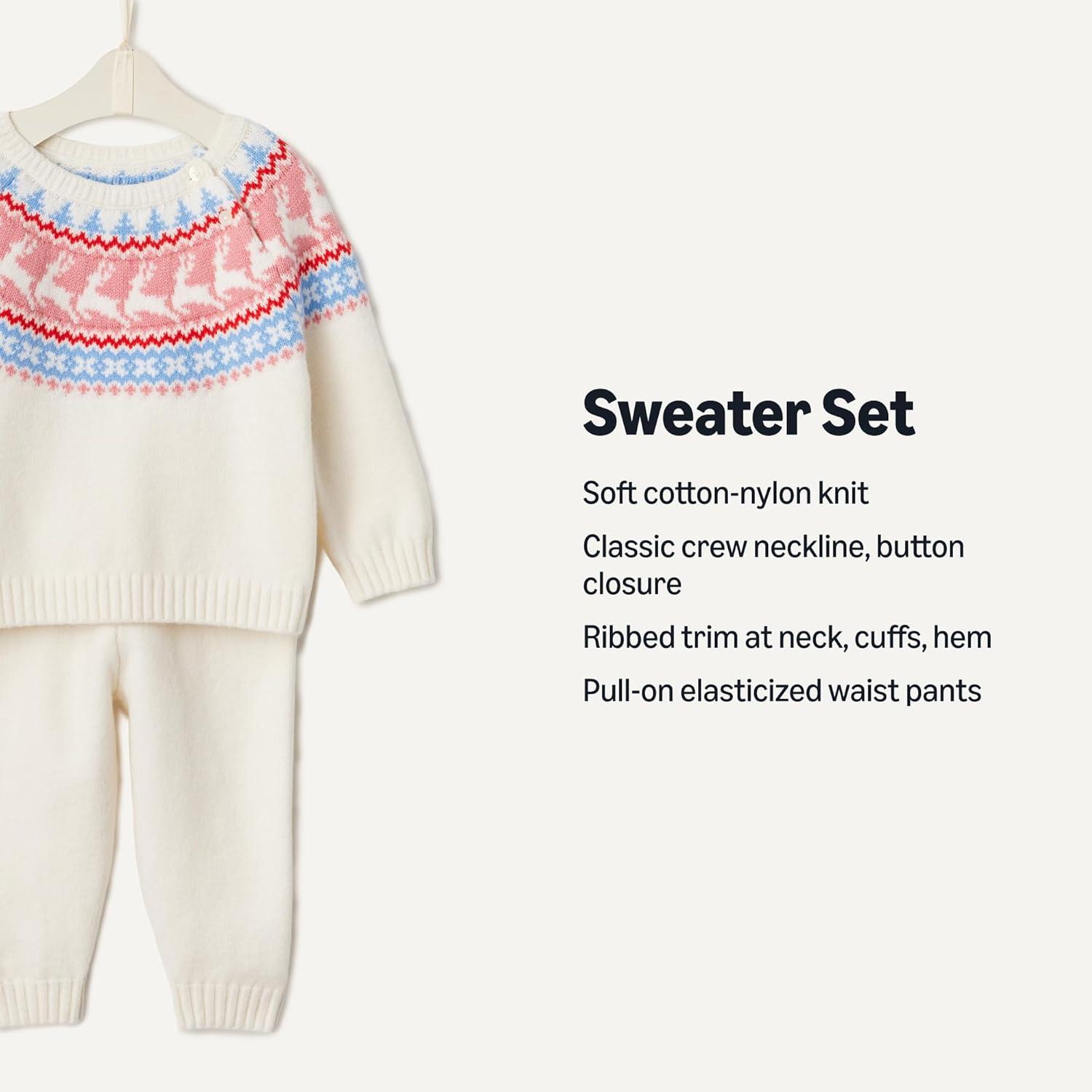 imageAmazon Essentials x Sofia Grainge Unisex Toddlers and Babies Sweater SetIvory Blush Scenic Fair Isle