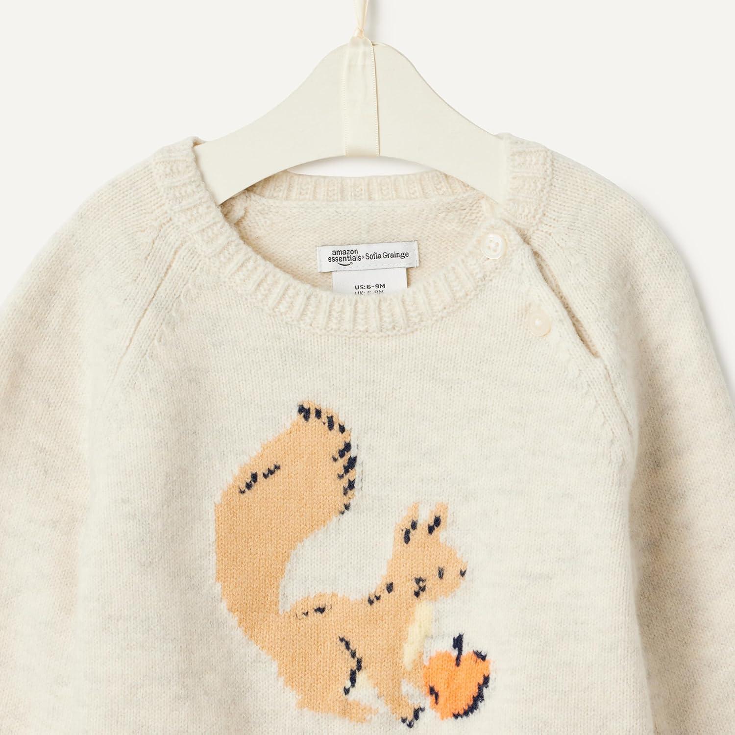 imageAmazon Essentials x Sofia Grainge Unisex Toddlers and Babies Sweater SetOatmeal Heather Squirrel