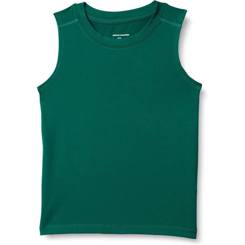 imageAmazon Essentials Boys Tech Stretch Tank TopDark Green