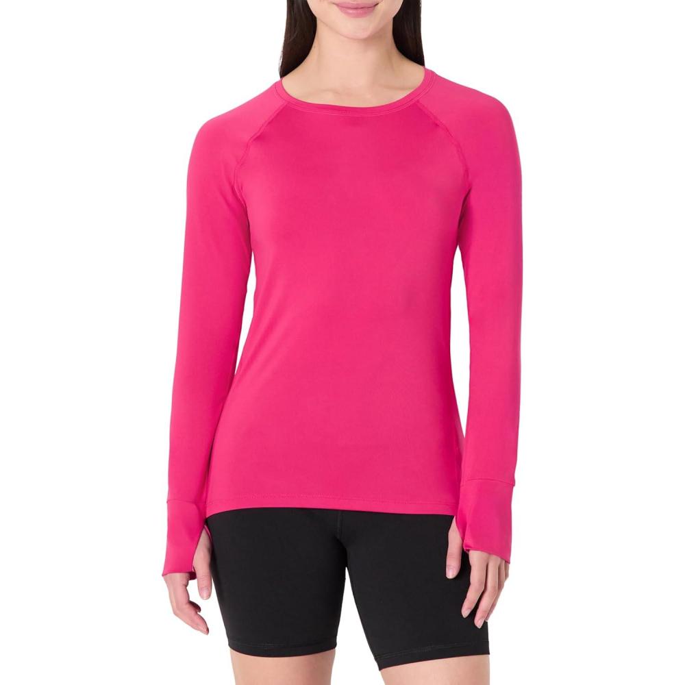 imageAmazon Essentials Womens Active Quick Dry Tech Stretch Lightweight LongSleeve TShirt Available in Plus SizeHot Pink
