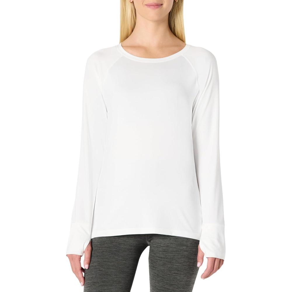 imageAmazon Essentials Womens Active Quick Dry Tech Stretch Lightweight LongSleeve TShirt Available in Plus SizeWhite